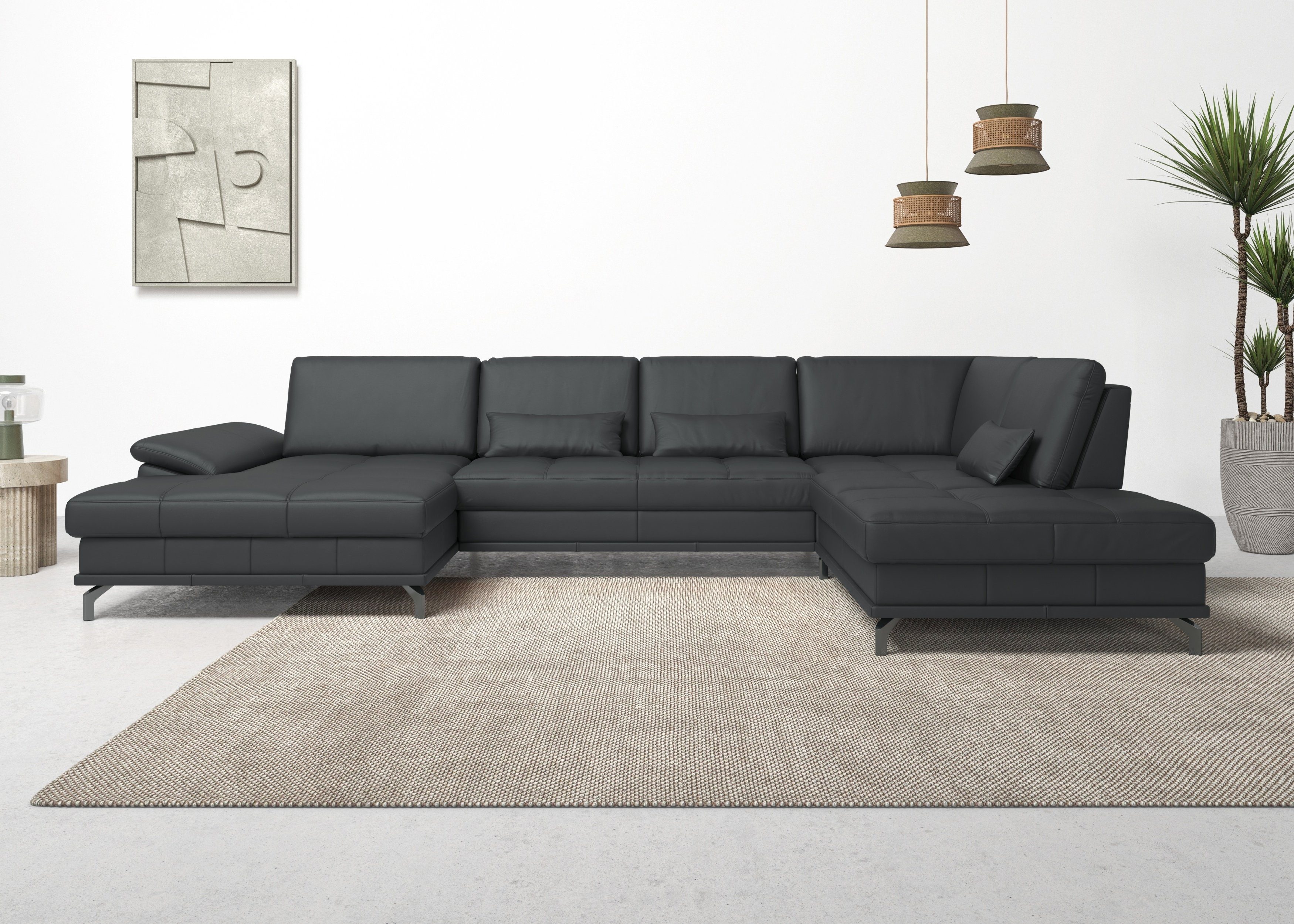 OTTO home Wohnlandschaft Costello U-Form, B: 363 cm mit Sitztiefen-, Armteilverstellung &, 3 Nierenkissen, optional Schlaffunktion & Bettkasten