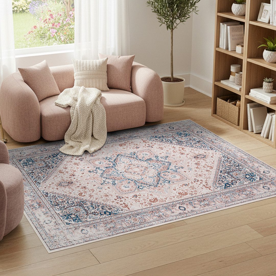 Tapiso Teppich NORA, rechteckig, Höhe: 5 mm, Eleganter Kurzflorteppich mit rutschfester Rückseite