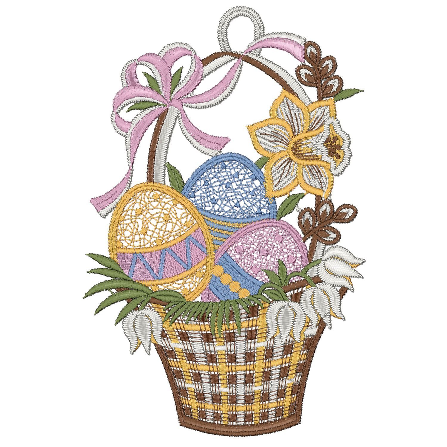 texpot Fensterbild Plauener Stickerei Osterkorb Saughaken, Saughaken