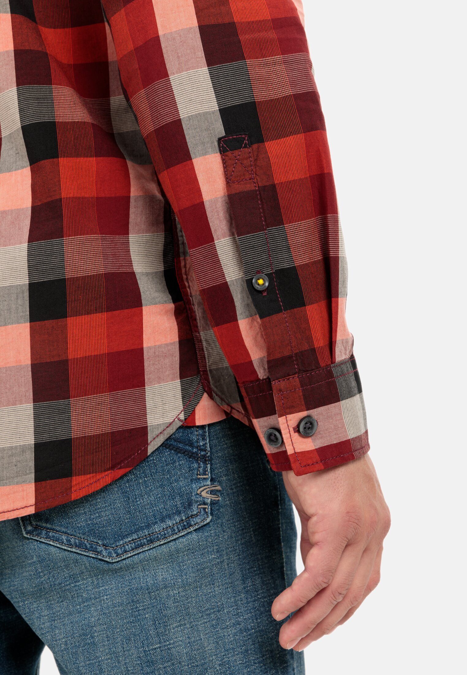 camel active Karohemd aus reiner Baumwolle Langarm Button-Down Button-Down