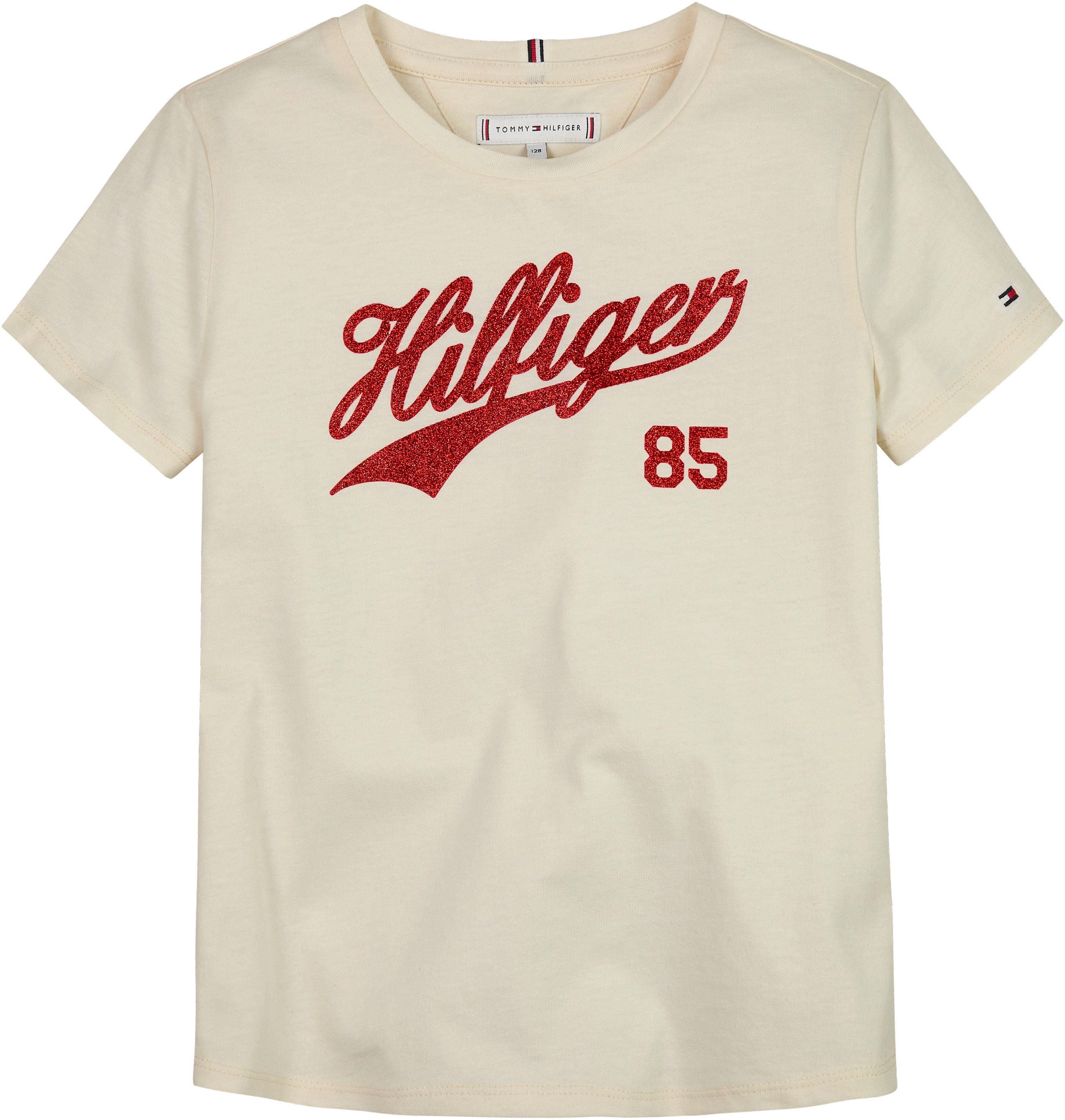 Tommy Hilfiger TEE HILFIGER Logo-Print S/S SCRIPT Calico T-Shirt mit Hilfiger