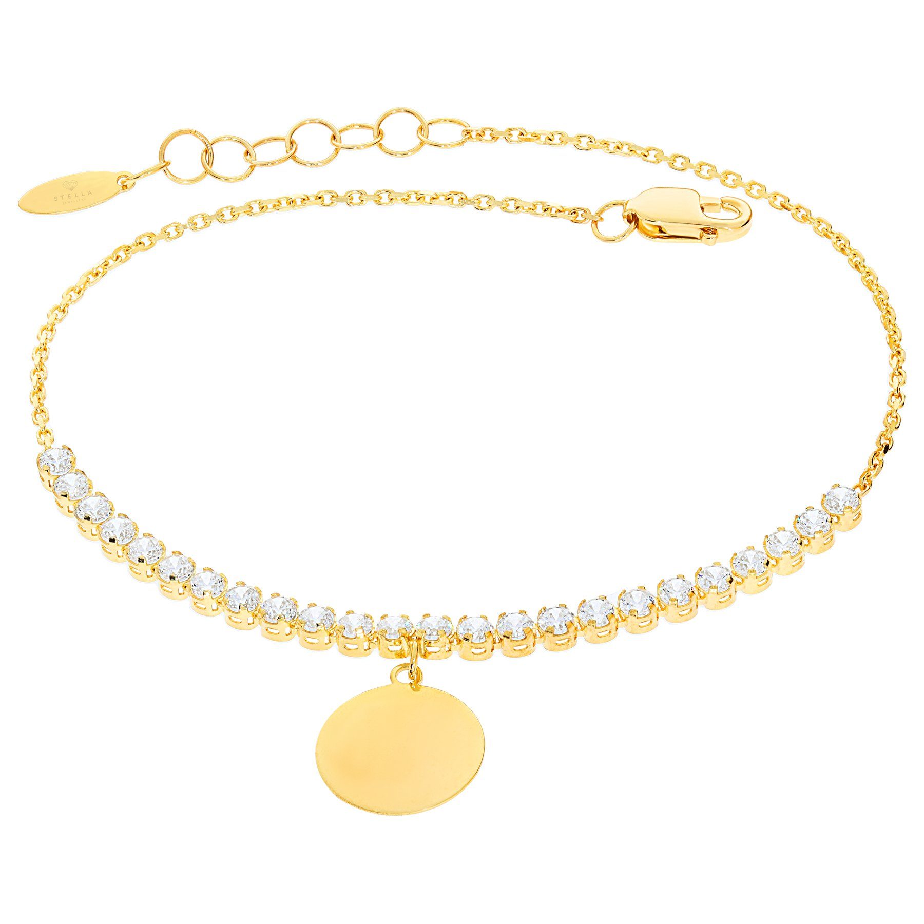 Stella-Jewellery Goldarmband Damen Armband 585er Gelbgold Zirkonia Kreis (inkl. Etui, 1-tlg), Armkette, Goldarmband
