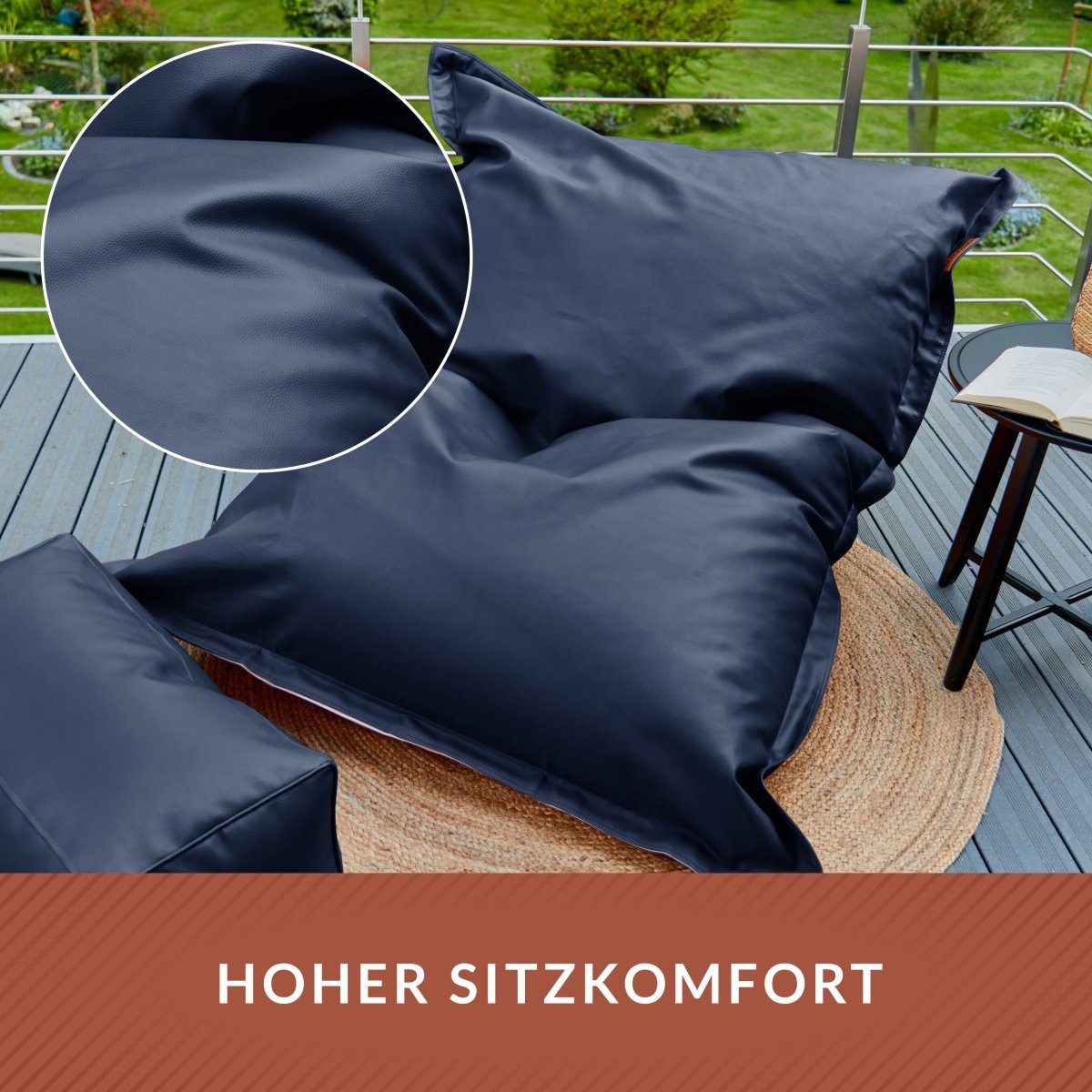 Green Bean Sitzsack Riesen-Sitzsack Kunstleder Square XXL (380 Liter Füllung, Indoor und Outdoor geeignet, abwaschbarer Bezug), Bean Bag Sitzkissen Sitzpuff Sit – Bild 5 von 5