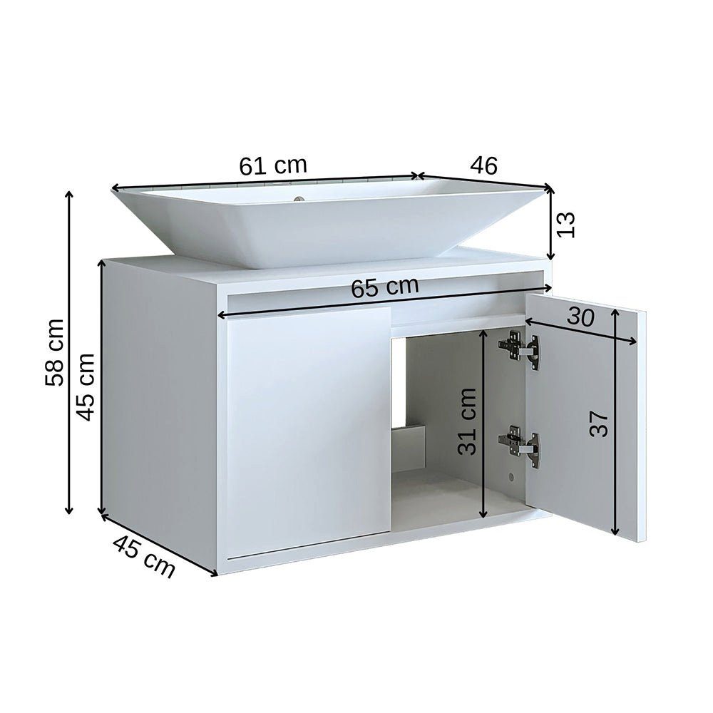 Roomart 65cm Badmöbel-Set, Unterschrank) weiß (Badezimmermöbel 4 in Farben ATLANTIC