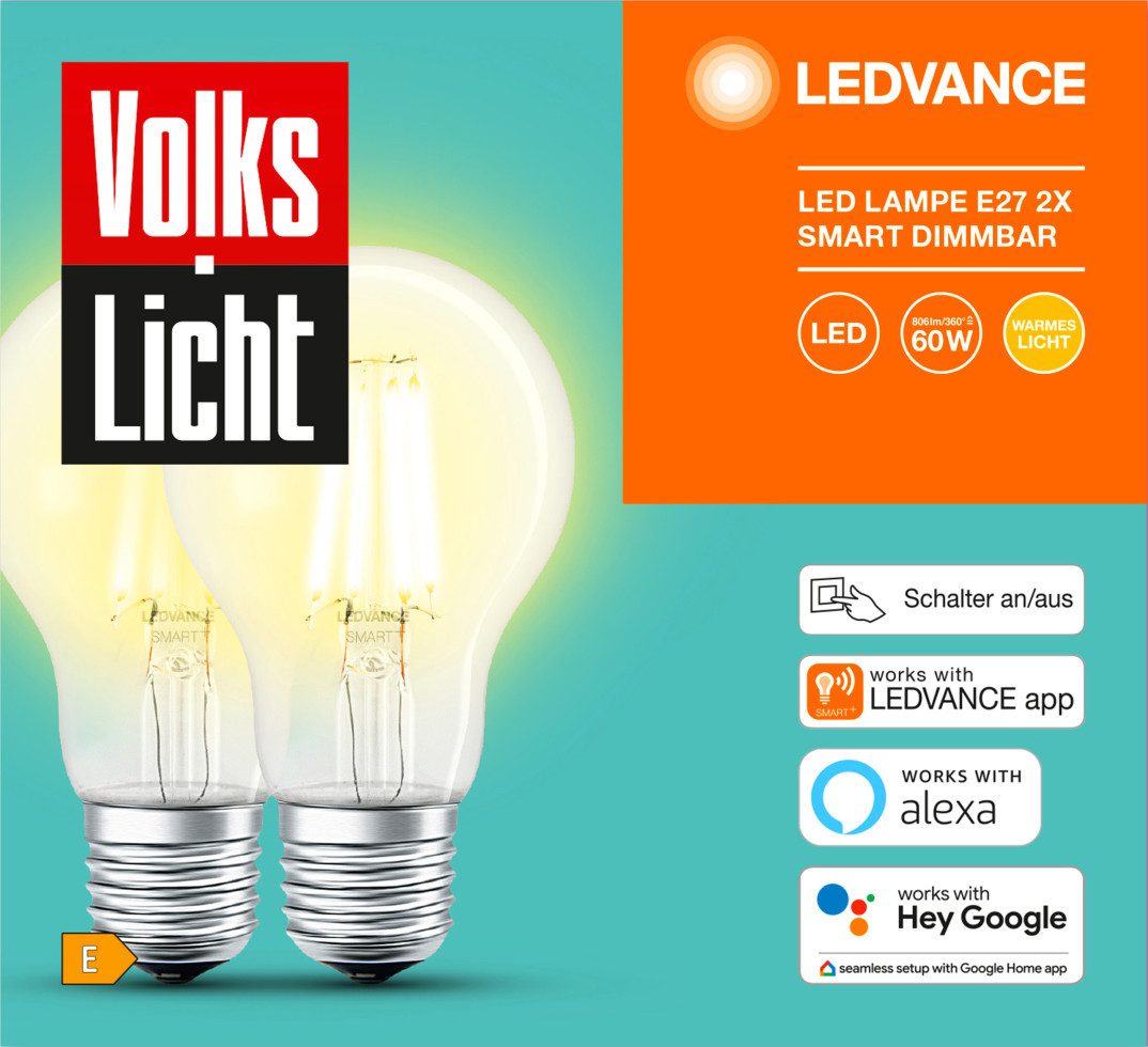 Ledvance LED-Leuchtmittel Ledvance Smart+ LED Leuchtmittel E27 Filament 6 W, Dimmbar