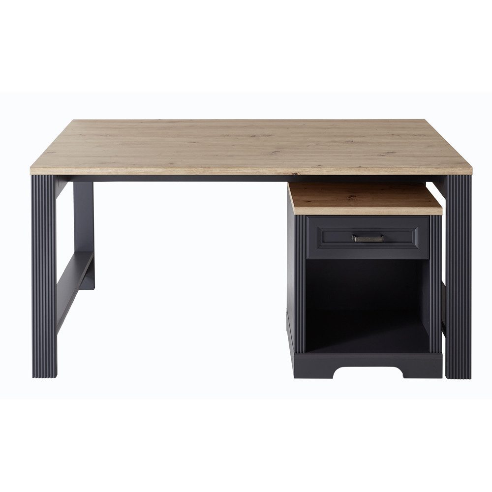 Lomadox Schreibtisch JÜLICH-36, Büro in Graphit mit Artisan Eiche Nb., B/H/T: ca. 160/76/80 cm