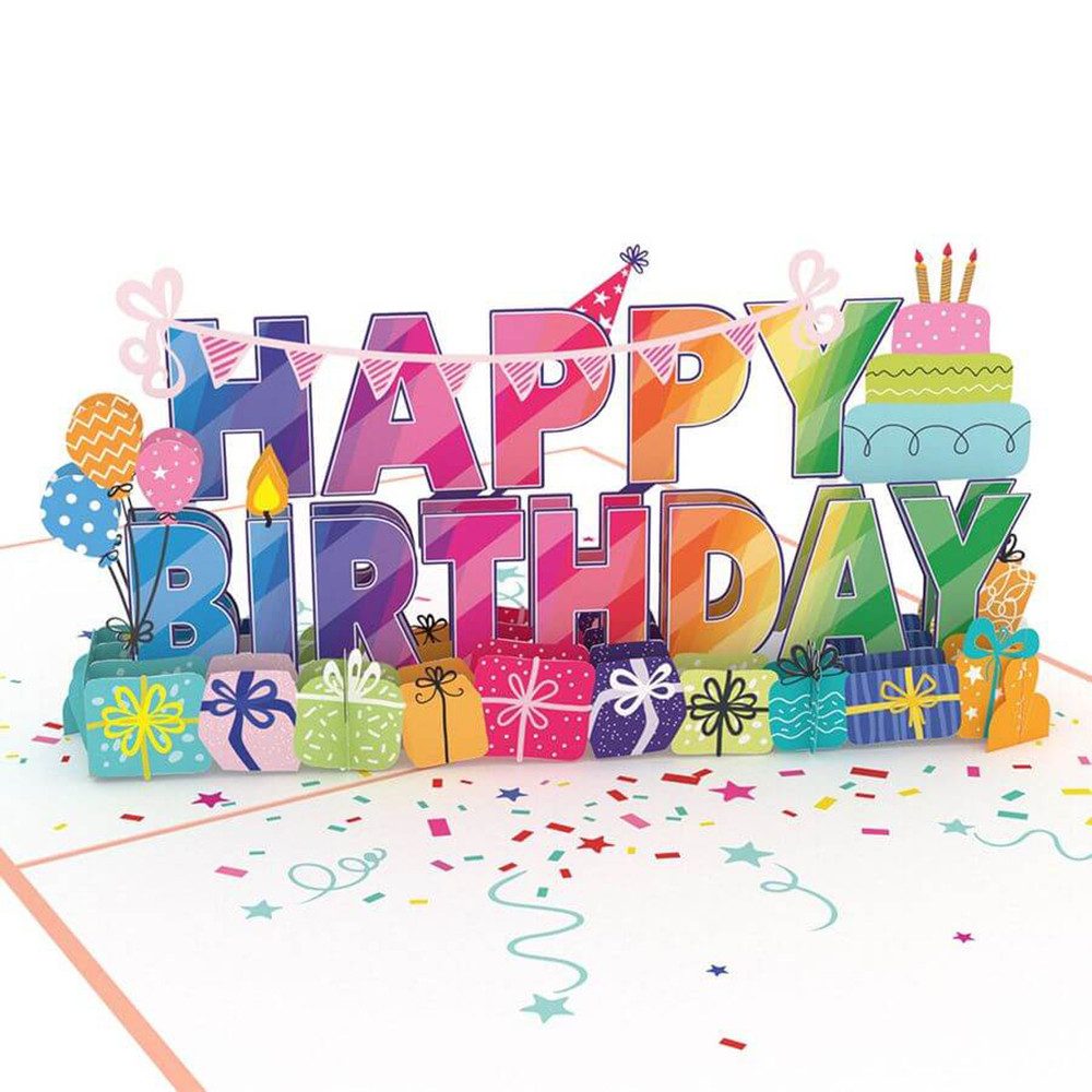 papercrush Geburtstagskarte Happy Birthday Pop-Up Karte, Handgemacht, Lasergeschnitten, Pop Up