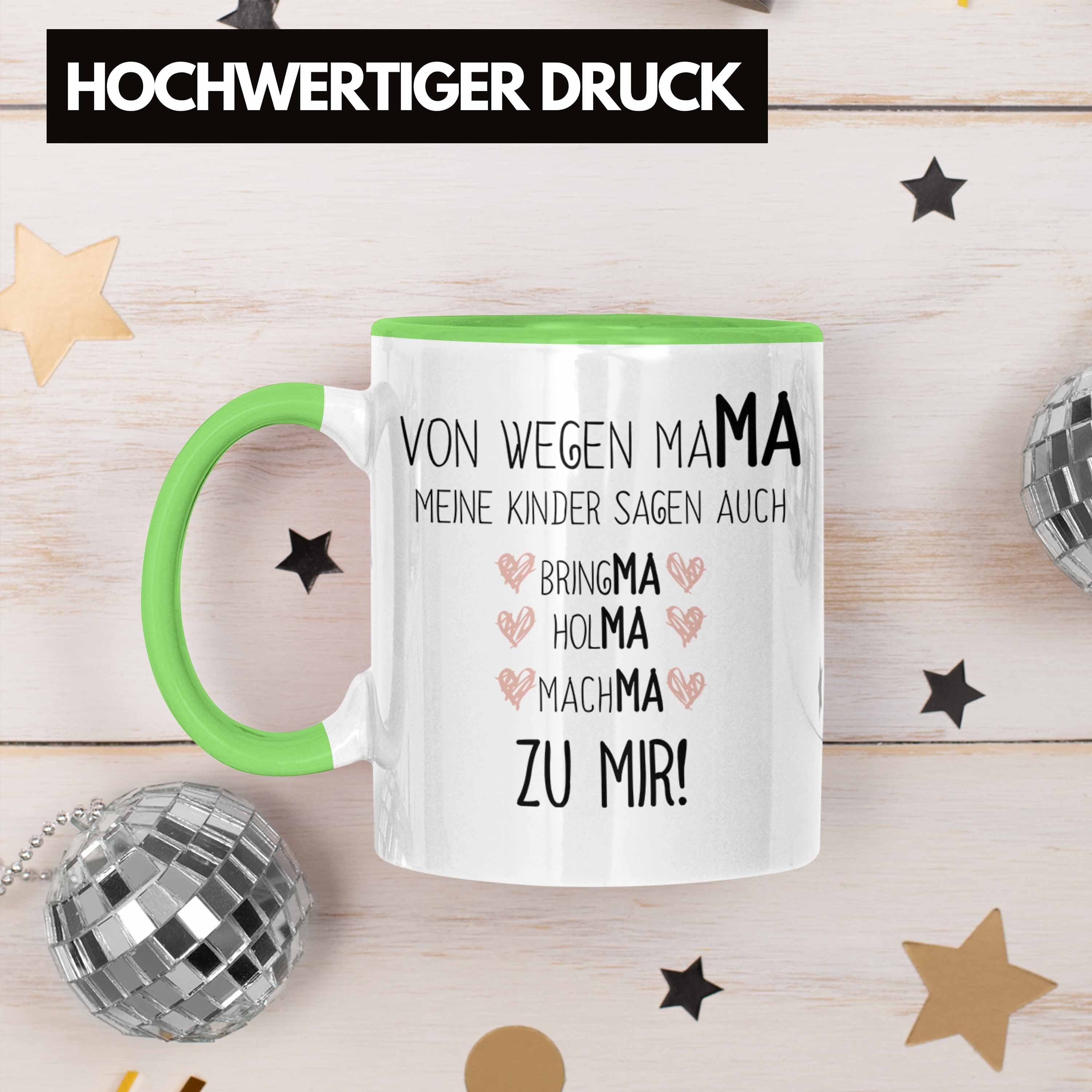 Trendation Tasse Trendation Sohn mit Spruch Mutter Tasse Mama - Grün Kaffeetasse Geschenk Muttertag Tochter von