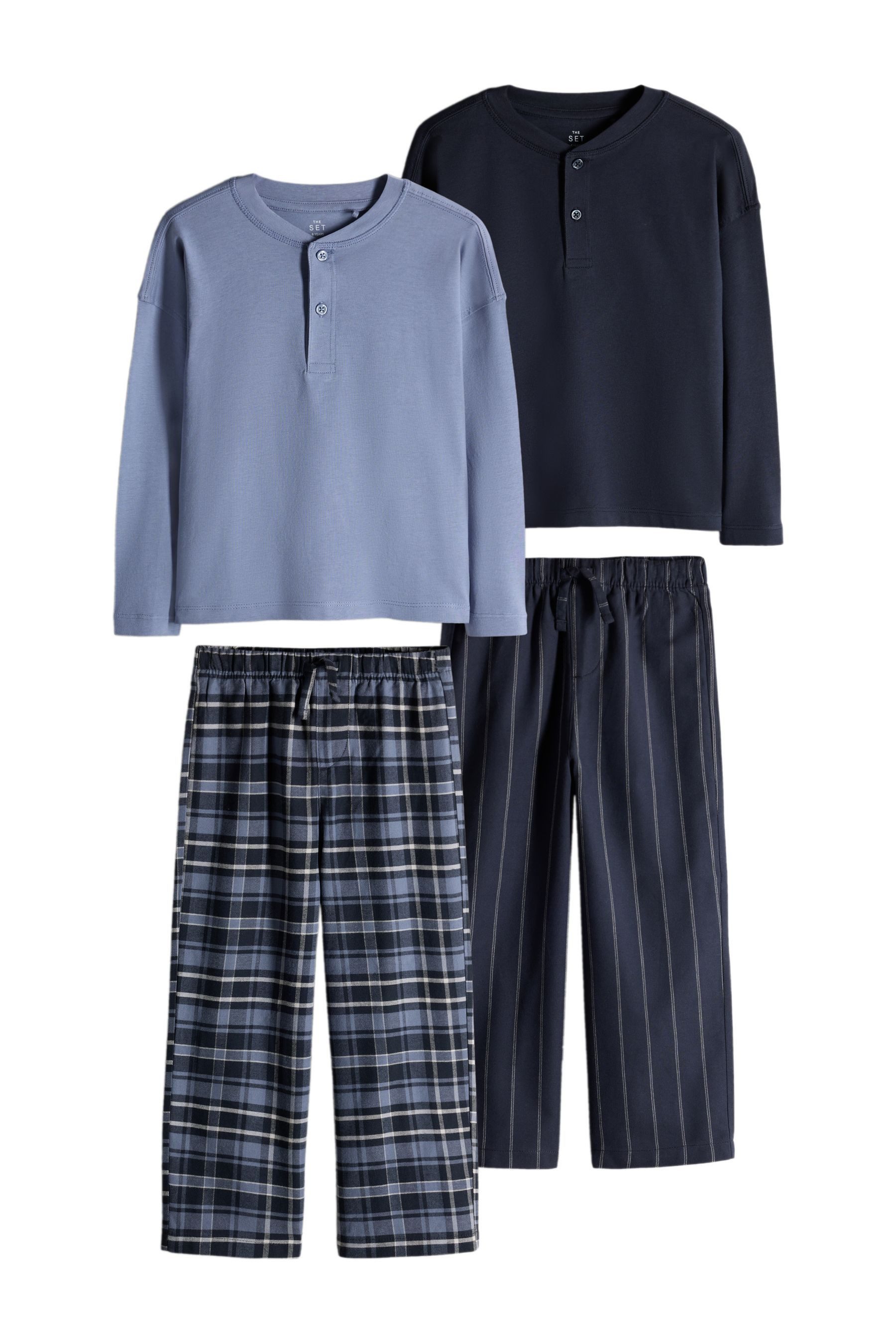Pyjama The Set Pyjama mit Henley-Langarmshirt, 2er-Pack