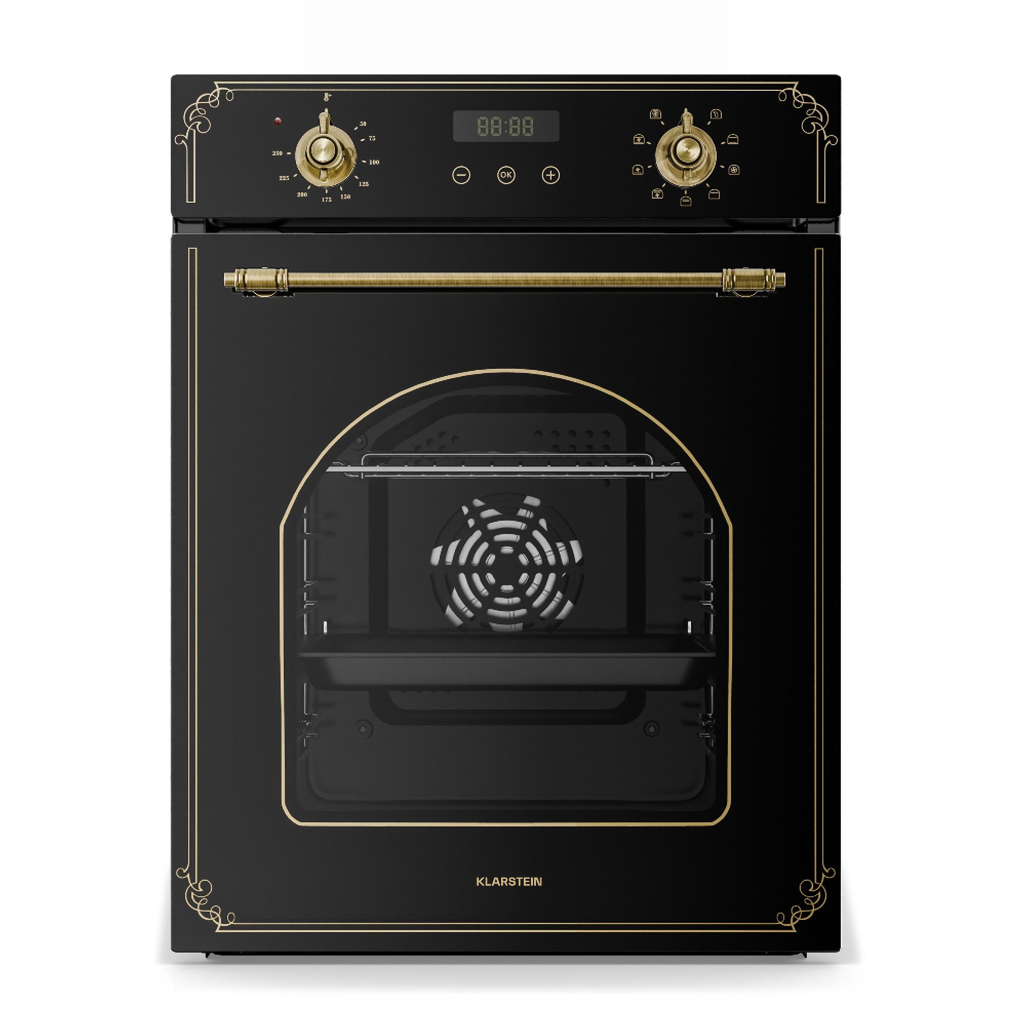 Klarstein Backofen Victoria, mit Verchromte Auszüge, kein, Elektrische Slim Einbaubackofen 10 Funktionen Timer 2000 W