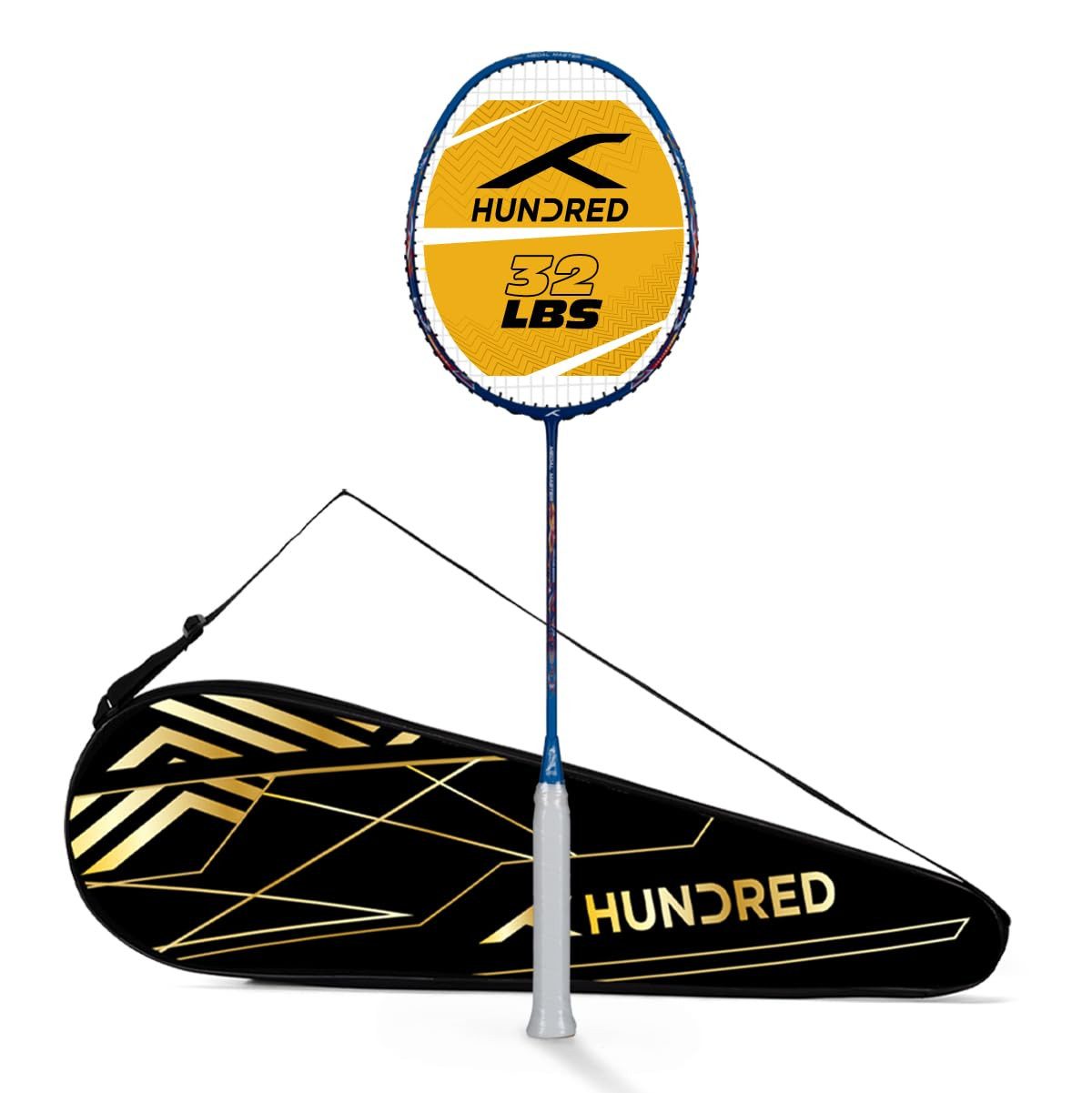 hundred Badmintonschläger Medal Master bespannter Badmintonschläger, Unisex, (Packungsinhalt: 1 Badmintonschläger mit Vollhülle, mit kompletter Schlägerhülle), Curve2-Technologiekopf