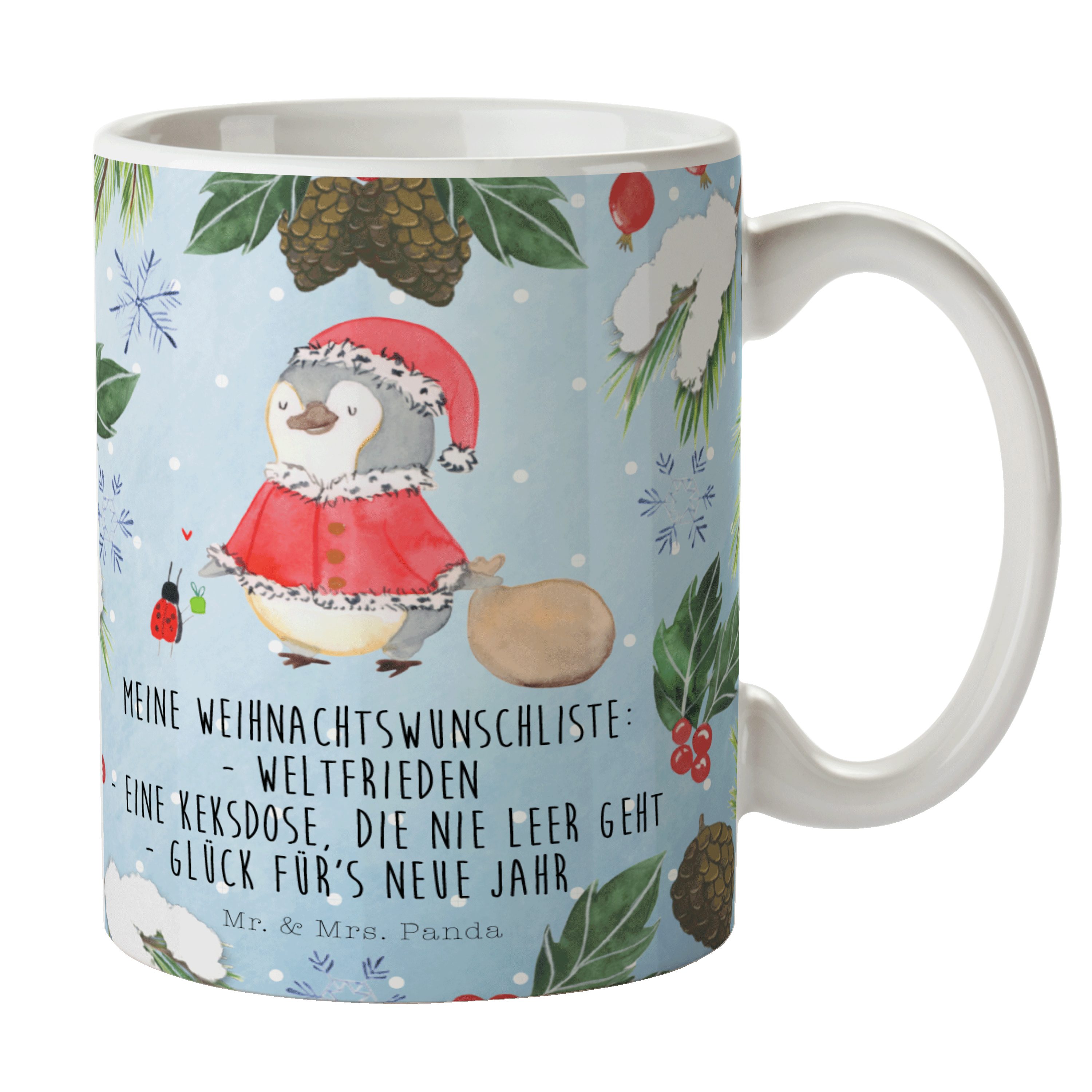Mr. & Mrs. Panda Tasse Pinguin Nikolaus - Weiß - Geschenk, Weihnachten, Teetasse, Büro Tasse, Keramik
