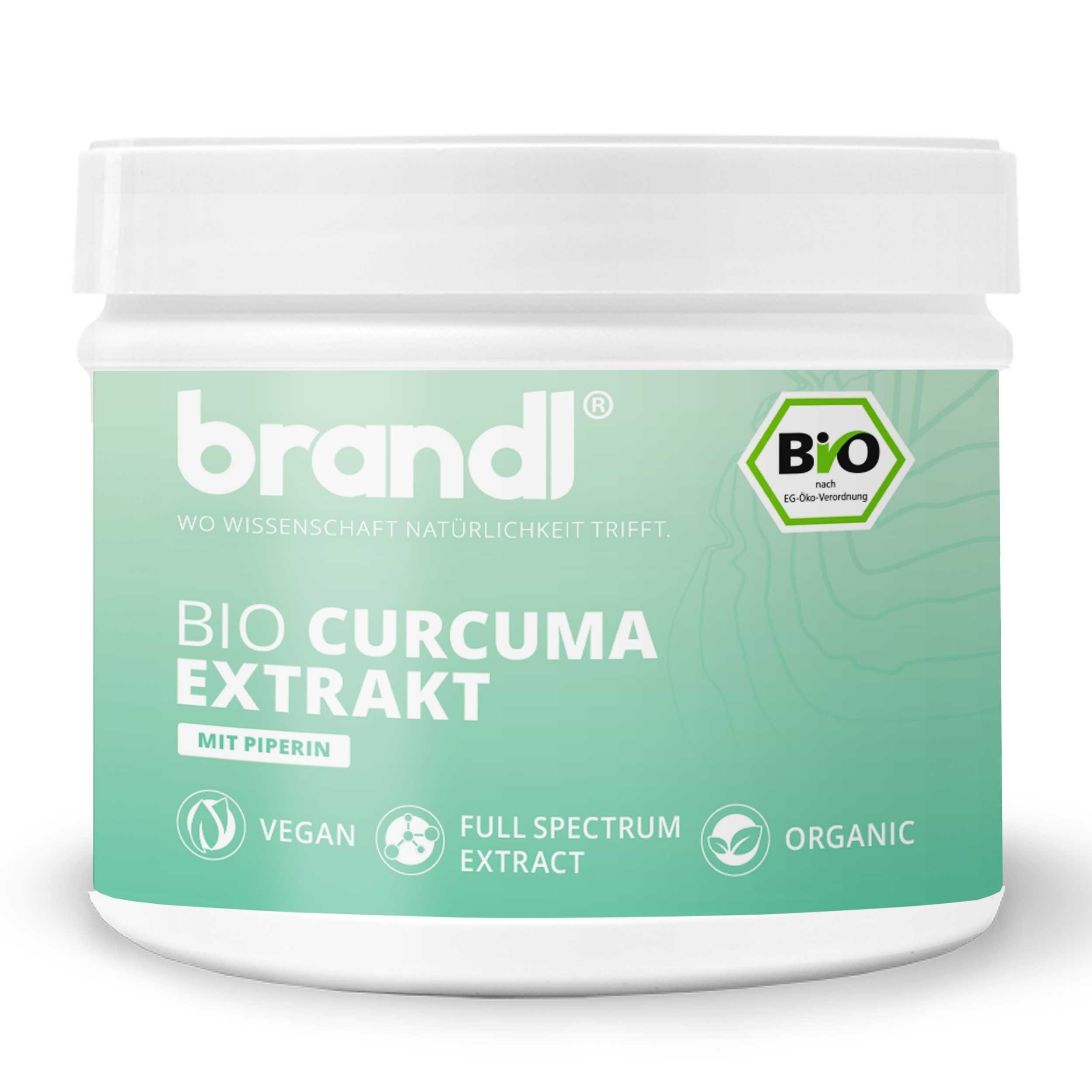 Brandl Nutrition BIO Curcuma Extrakt mit Curcumin (Curcuminoide) & BIO Piperin Kapseln, 120 er