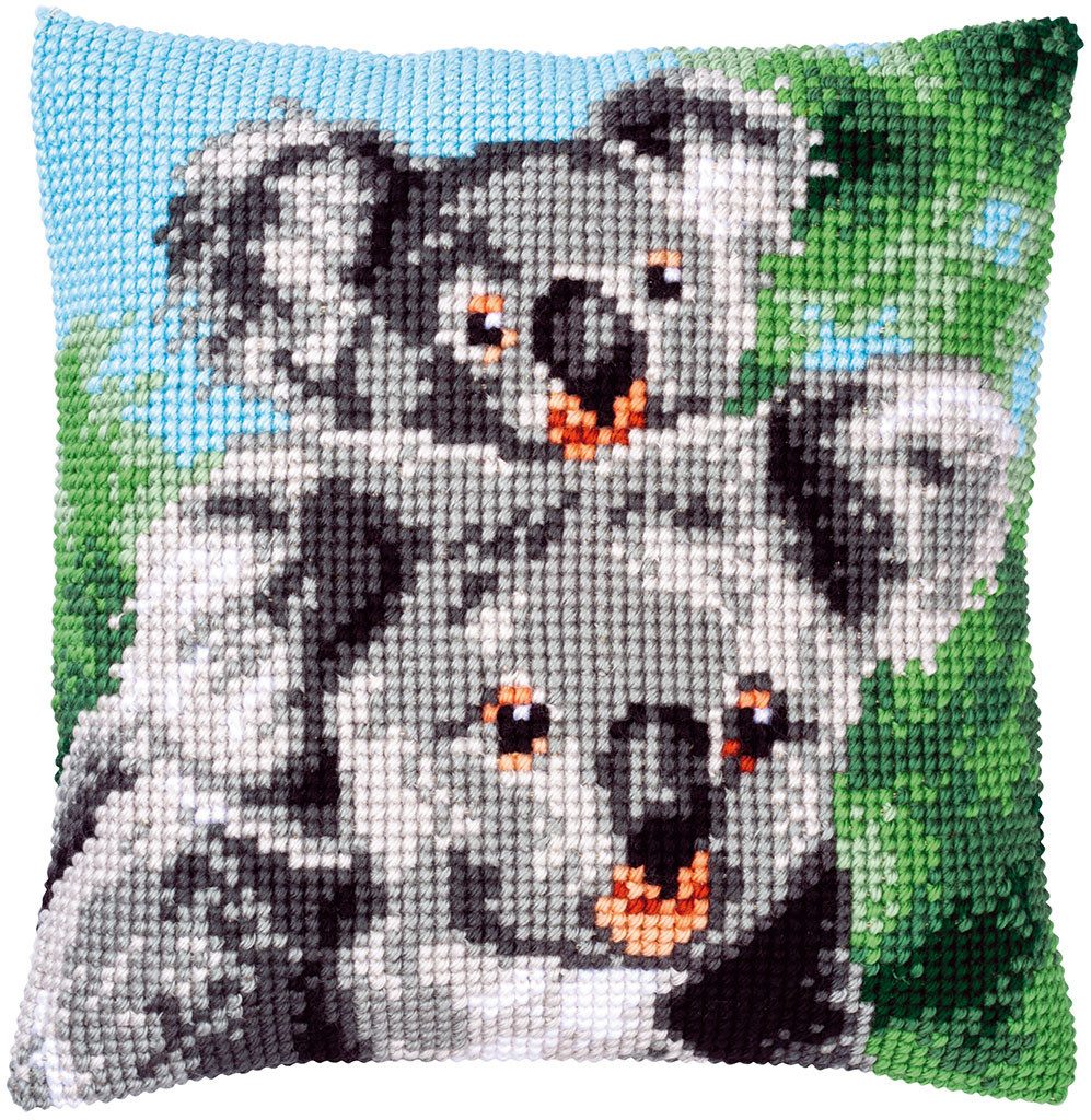 Vervaco Kreativset Vervaco PN-0158399 Kreuzstichkissen Koala mit Baby, (Set, embroidery Kit), Made in Europe