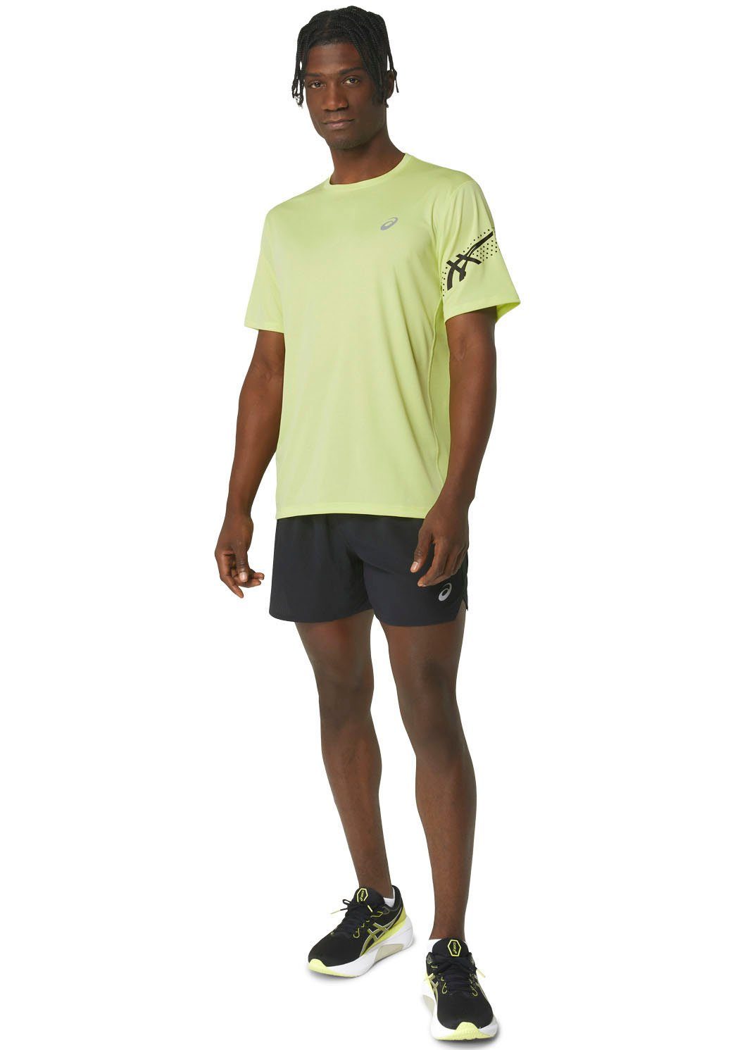 ICON TOP SS BLACK Laufshirt GLOW YELLOW/PERFORMANCE Asics