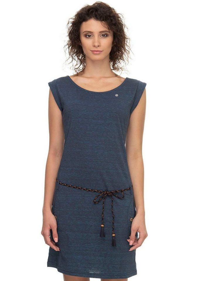 Ragwear Shirtkleid »TAG« (2-tlg., mit Bindegürtel) mit Melange-Optik in blau