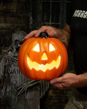 Horror-Shop Dekoobjekt Klassischer Halloween Kürbis mit LED Licht 22 cm