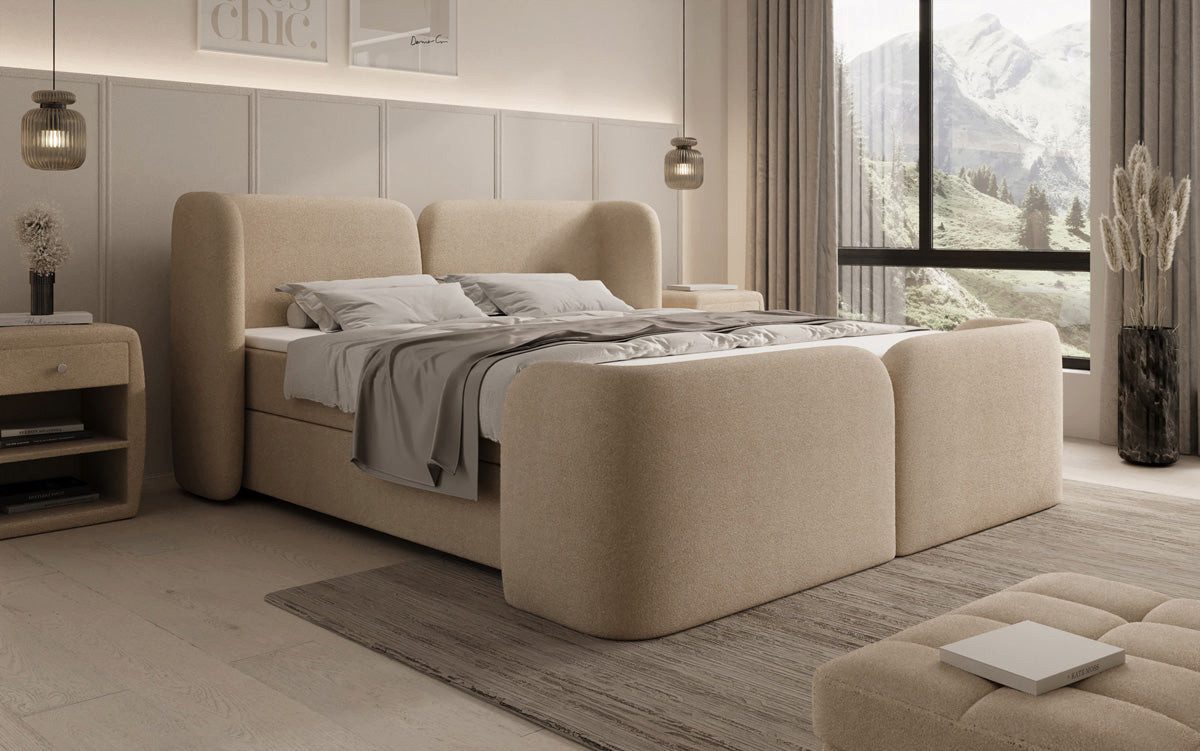 Luxusbetten24 Boxspringbett Riva in Bouclé mit Stauraum, wahlweise mit oder günstig online kaufen