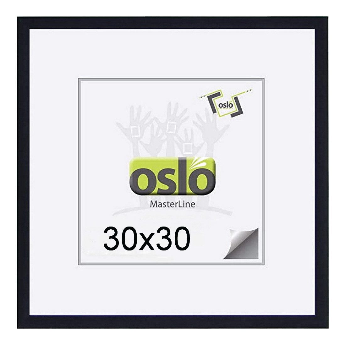 Oslo MasterLine Bilderrahmen Fotorahmen Holz FSC Echt-Glas Becker & Hach Puzzlerahmen Größen Farben, Rahmenfarbe schwarz matt stabiler Aufhänger quadratisch Profil schmal