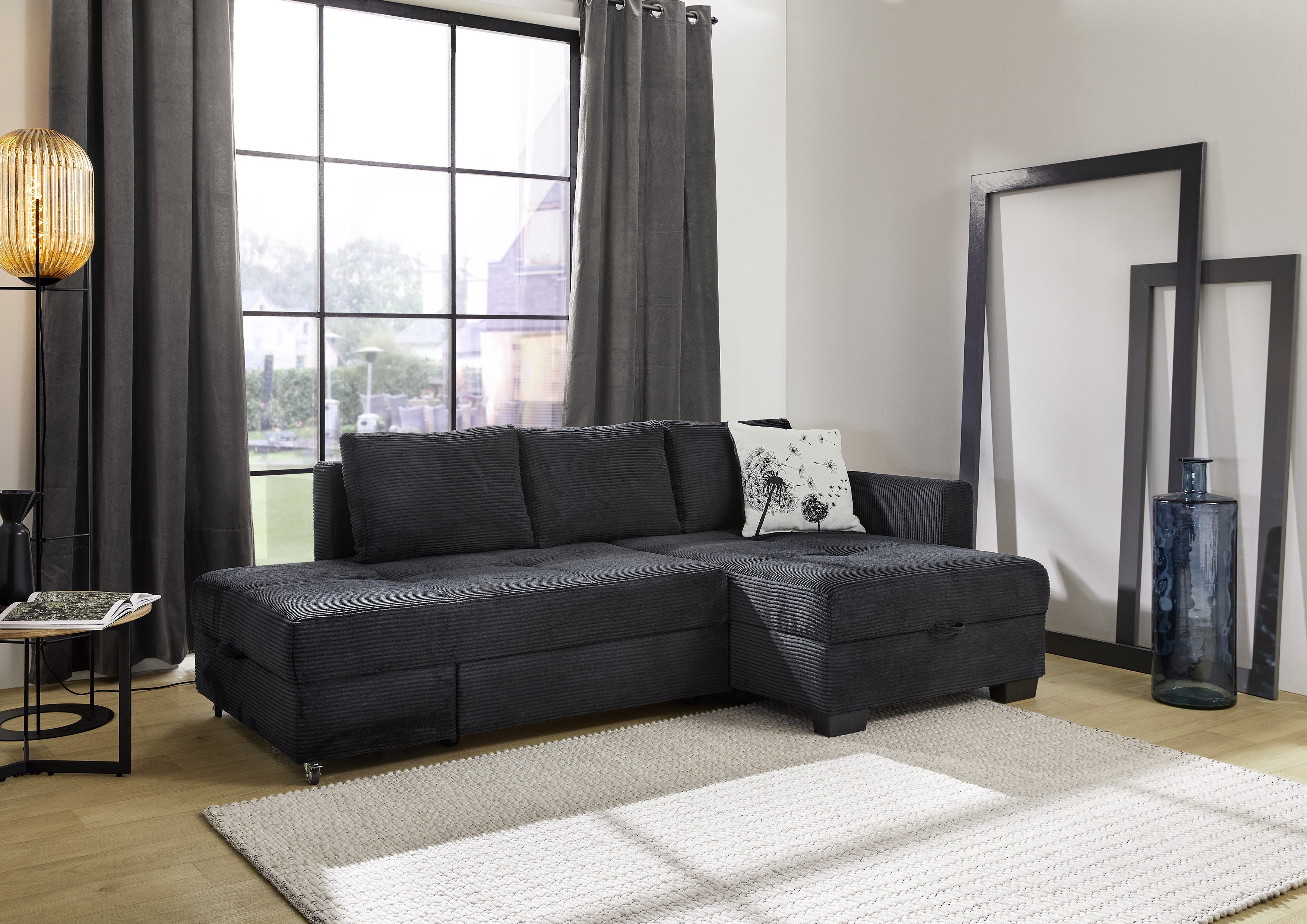 Jockenhöfer Gruppe Ecksofa Fantasy L-Form, B: 247 cm, Dreh-Schwenk-Ottomane, mit Bettfunktion, Bettkasten & Zierkissen, wandelbar zum Big-Sofa