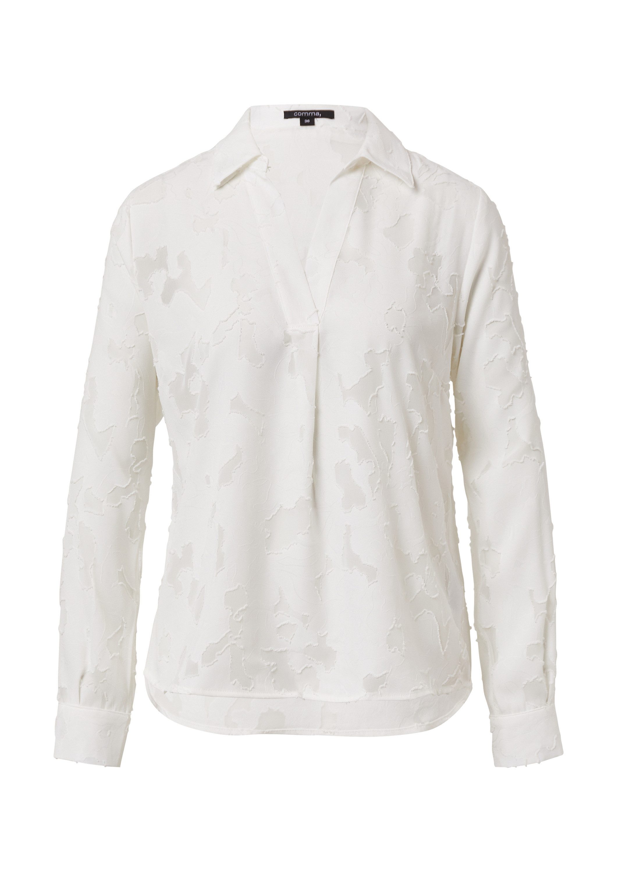 comma Langarmbluse Bluse Semitransparente Jacquard-Bluse im Relaxed Fit günstig online kaufen