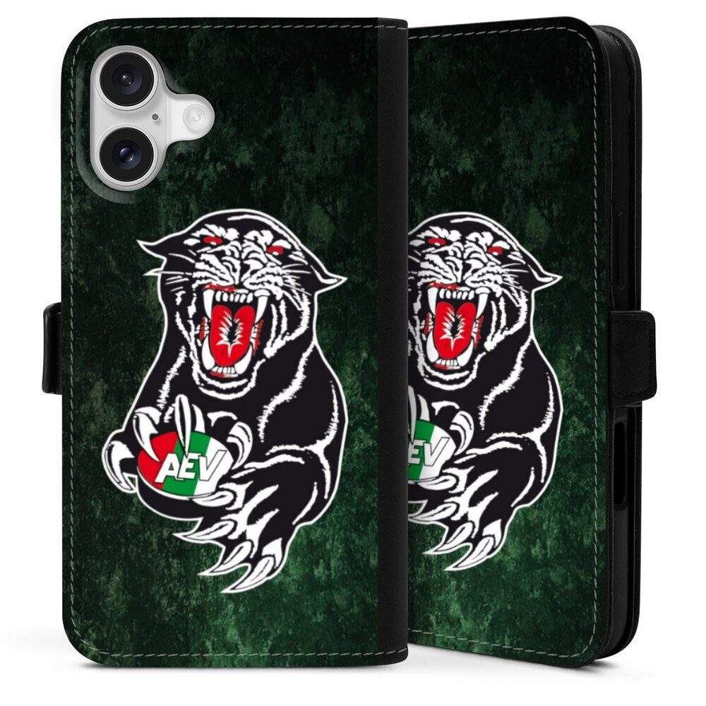 DeinDesign Handyhülle Fanartikel Augsburger Panther Eishockey Augsburger Panther Logo Grunge, Apple iPhone 16 Plus Hülle Handy Flip Case Wallet Cover