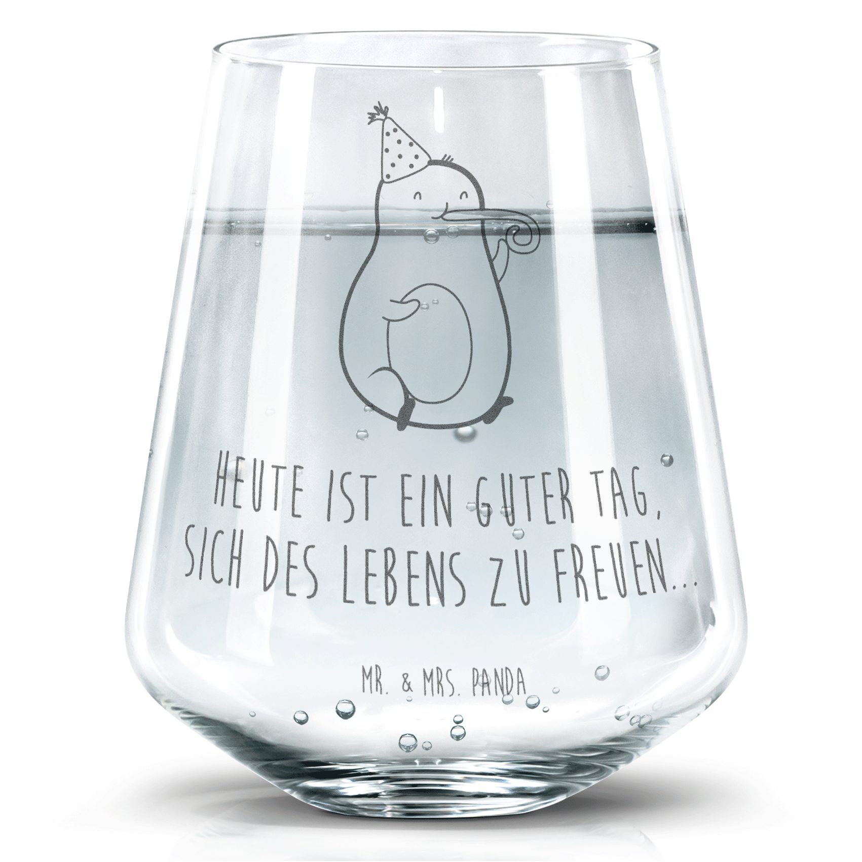 Mr. & Mrs. Panda Glas Avocado Feier - Transparent - Geschenk, Trinkglas mit Gravur, Wasserg, Premium Glas, Elegantes Design