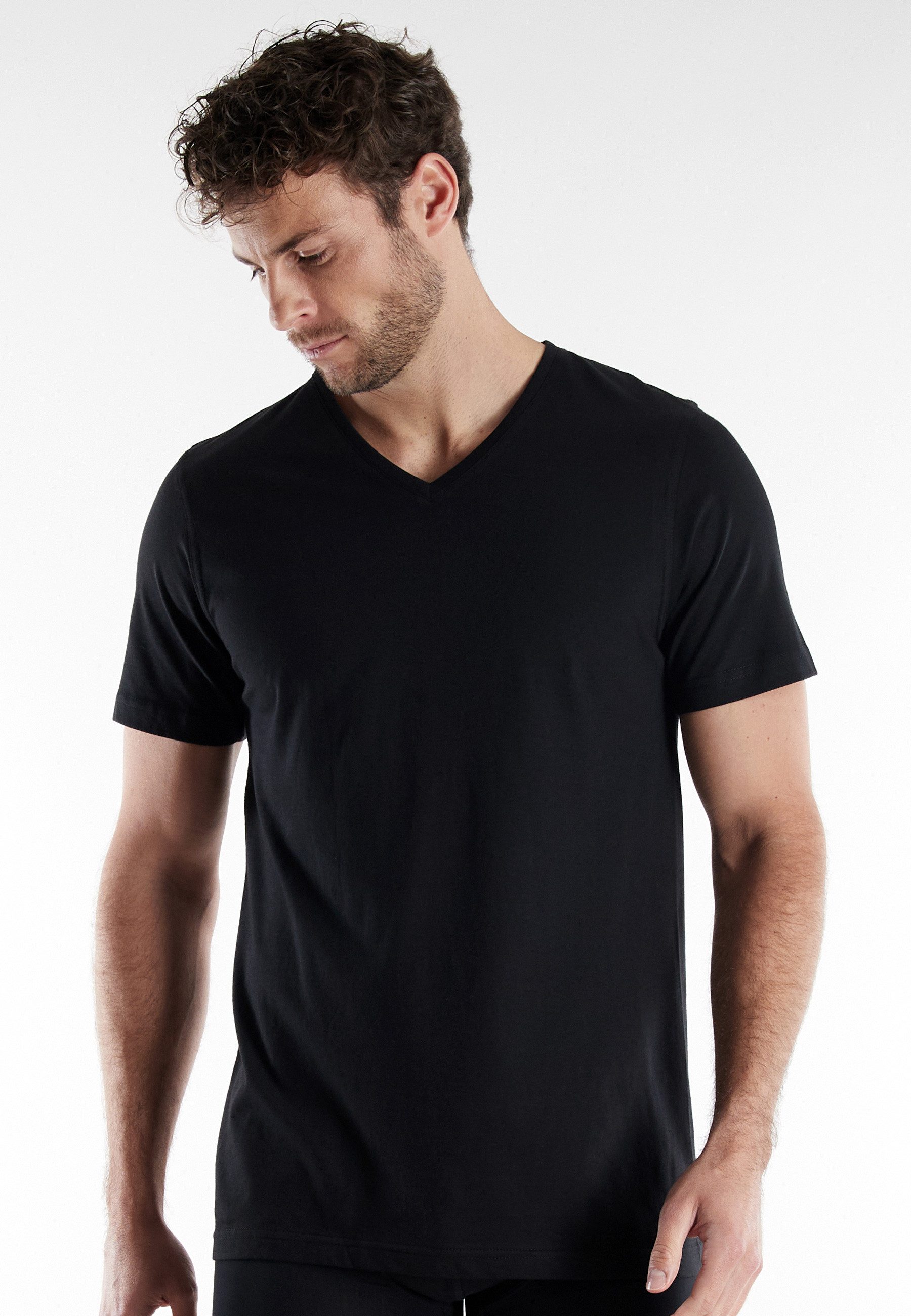 bugatti T-Shirt Bari (2er Pack) V-Ausschnitt, Kurzarm, basic, Baumwolle, weich, atmungsaktiv