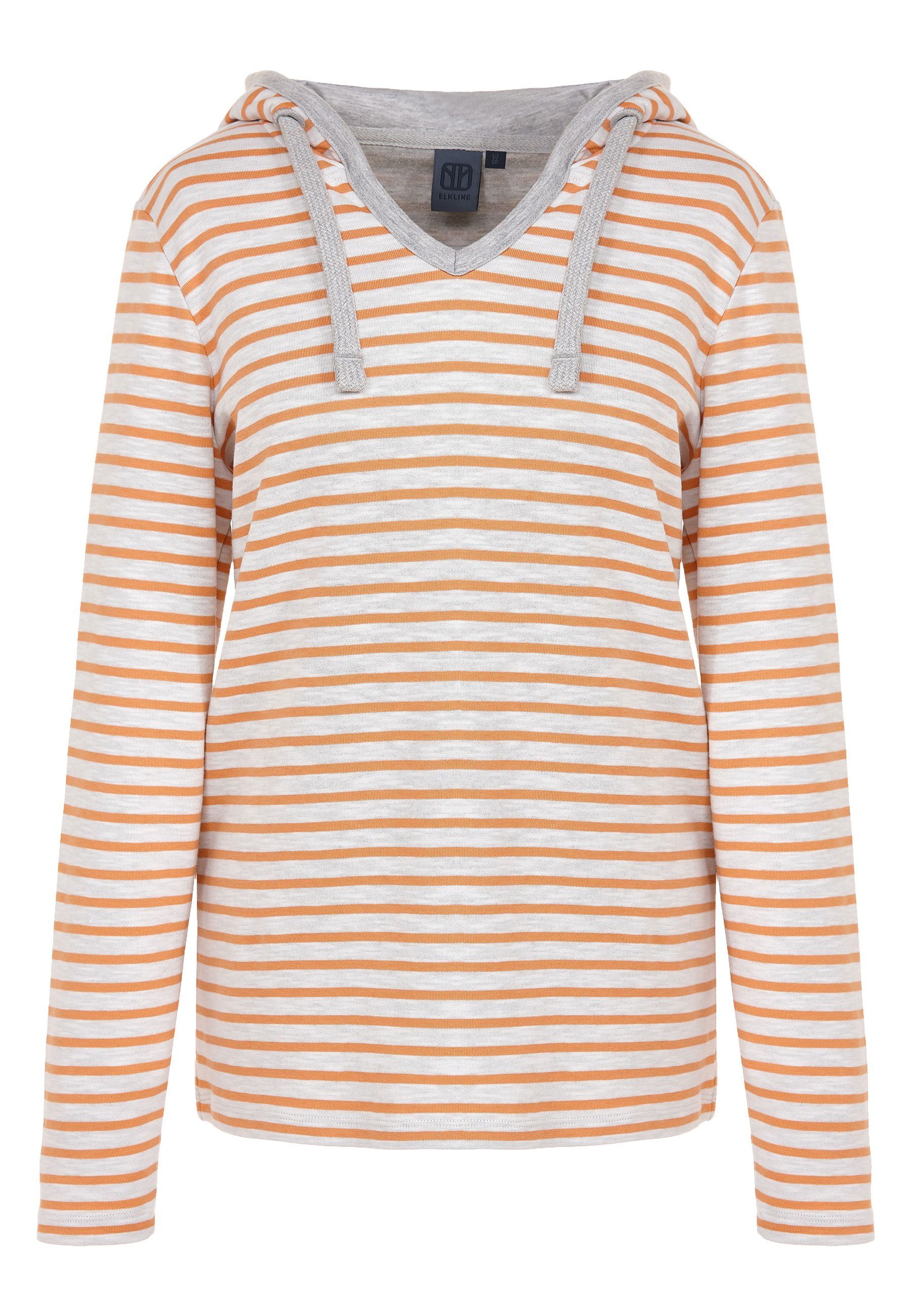 Kapuzenpullover Elkline orange V-Ausschnitt - leicht white Favorite Hoodie Streifen soft