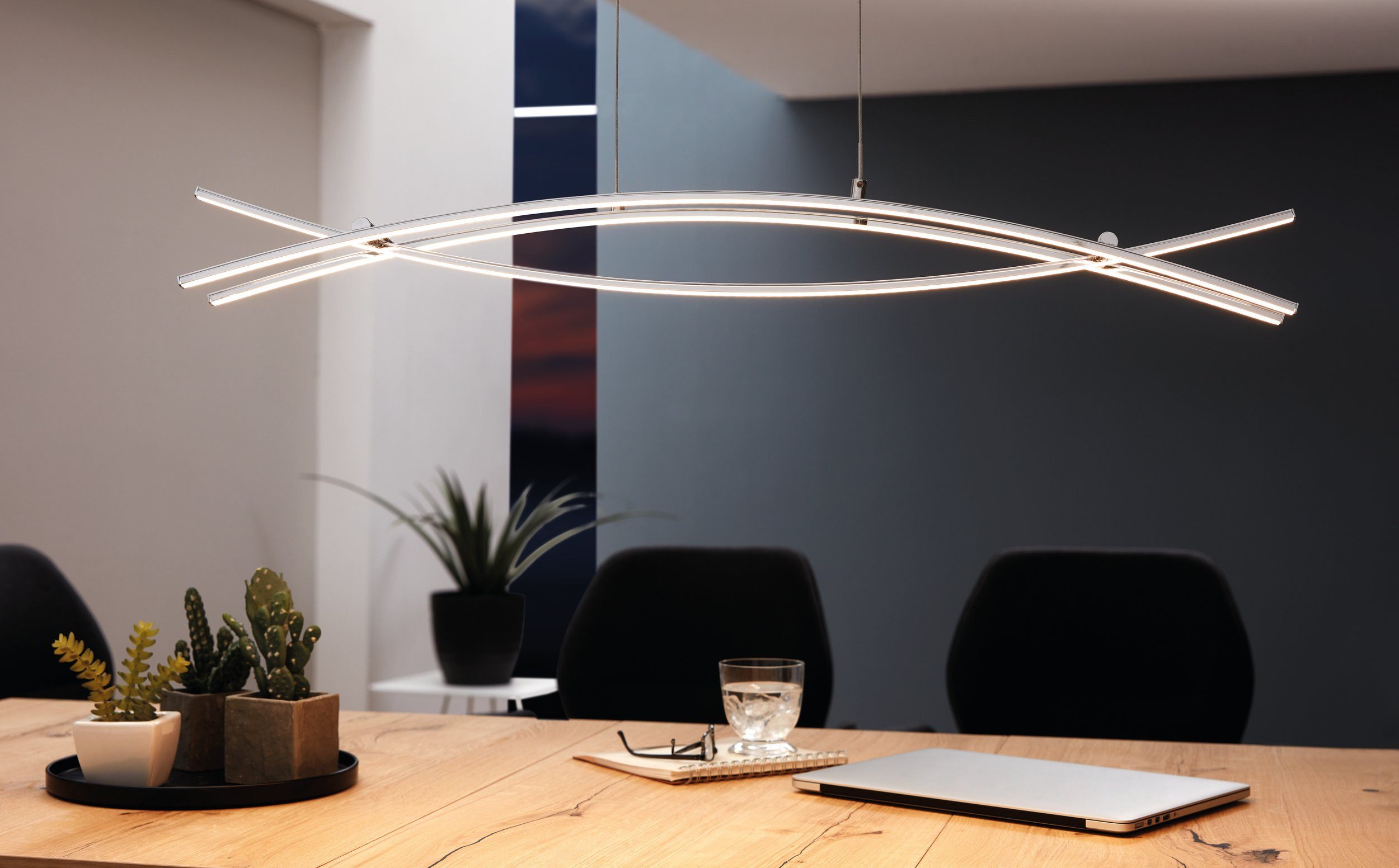 EGLO LED-Hängeleuchte Nevado, Leuchtmittel inklusive, Hängeleuchte - L90 x B8 x H110 cm - chrom - 23,6W inkl.