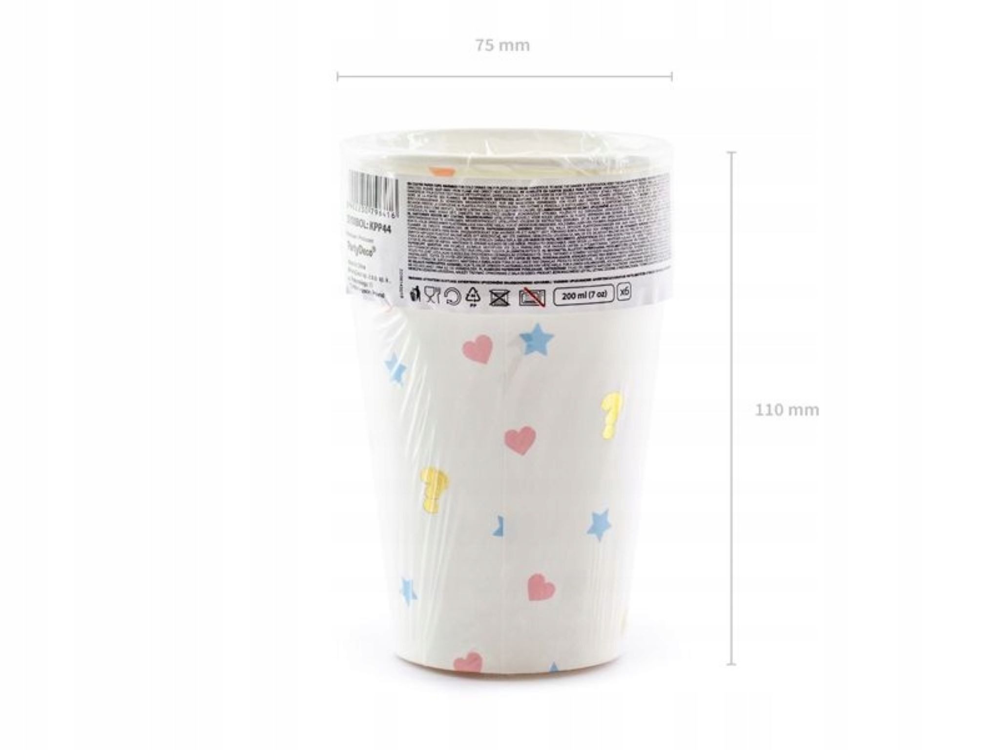 partydeco Becher Weiße Partybecher 200ml, 6er Set, ideal für Baby Shower!