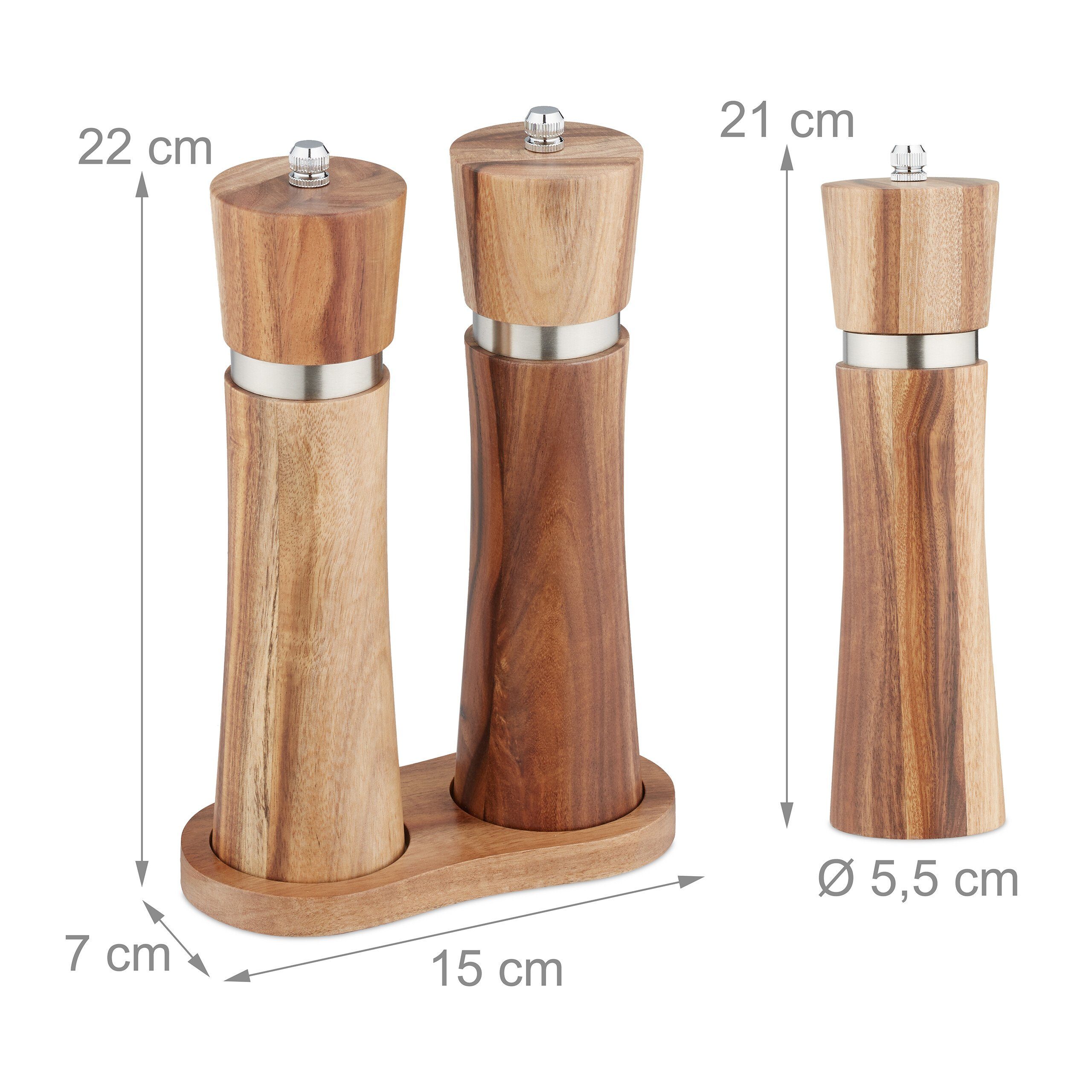 relaxdays Salzmühle Salz und Pfeffermühle Set Manuell, (2 Stück) – Bild 4 von 5