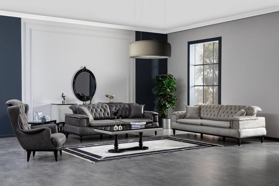 JVmoebel Sofa, Sofagarnitur 331Sitzer Anrichte mit Spiegel Couchtisch  Garnitur Luxus