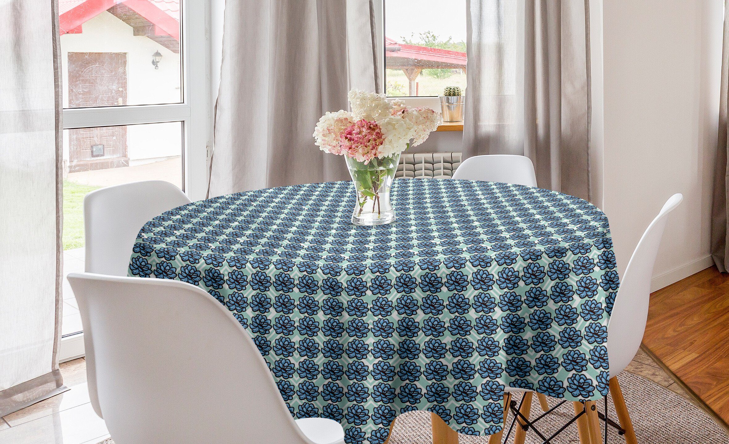 Abakuhaus Tischdecke Kreis Tischdecke Abdeckung für Esszimmer Küche Dekoration, Agave Cacti Blume Wie Blossom