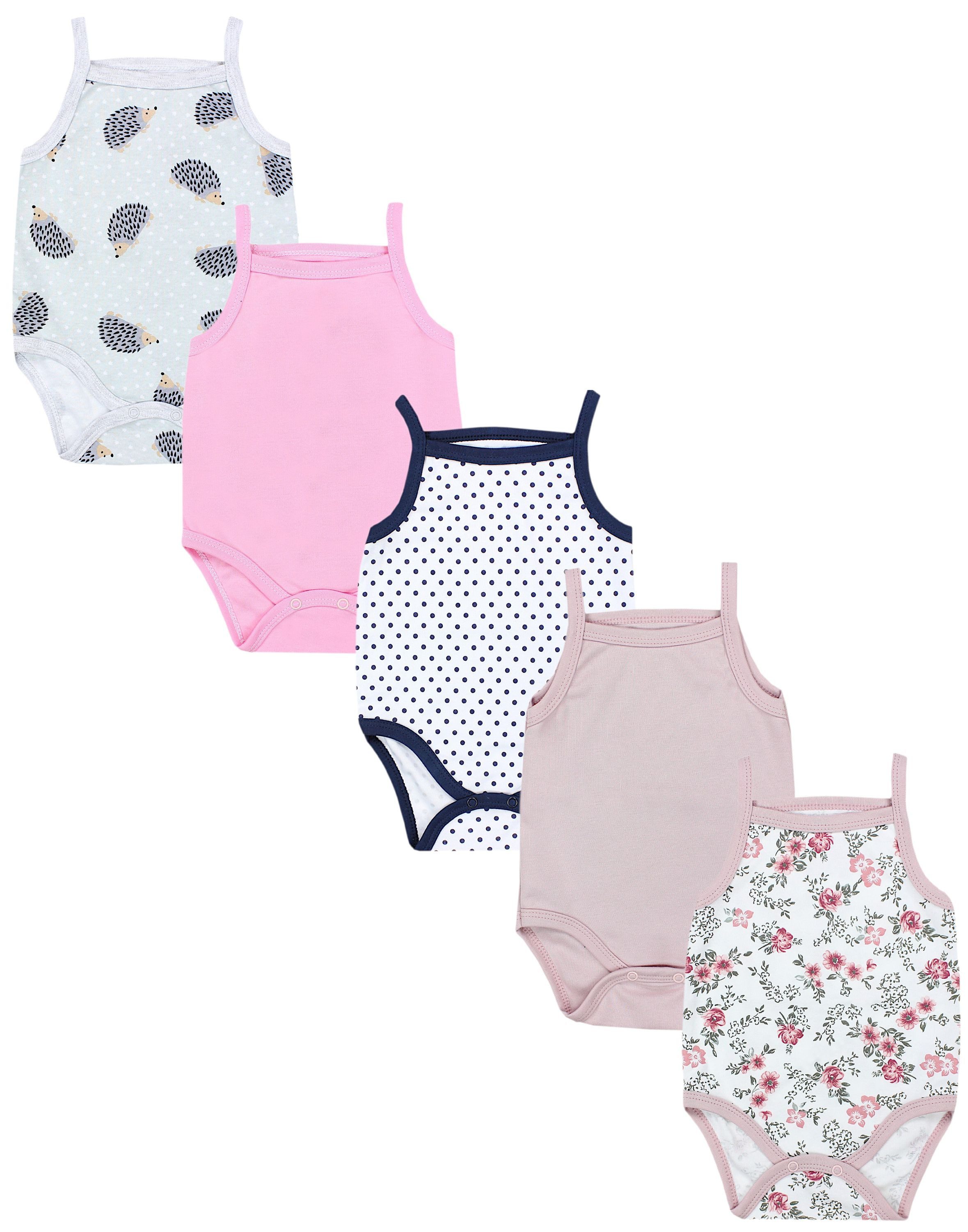 Body Baby Mädchen Body Ärmellos Sommer Babybody Spaghettiträger 5er Pack