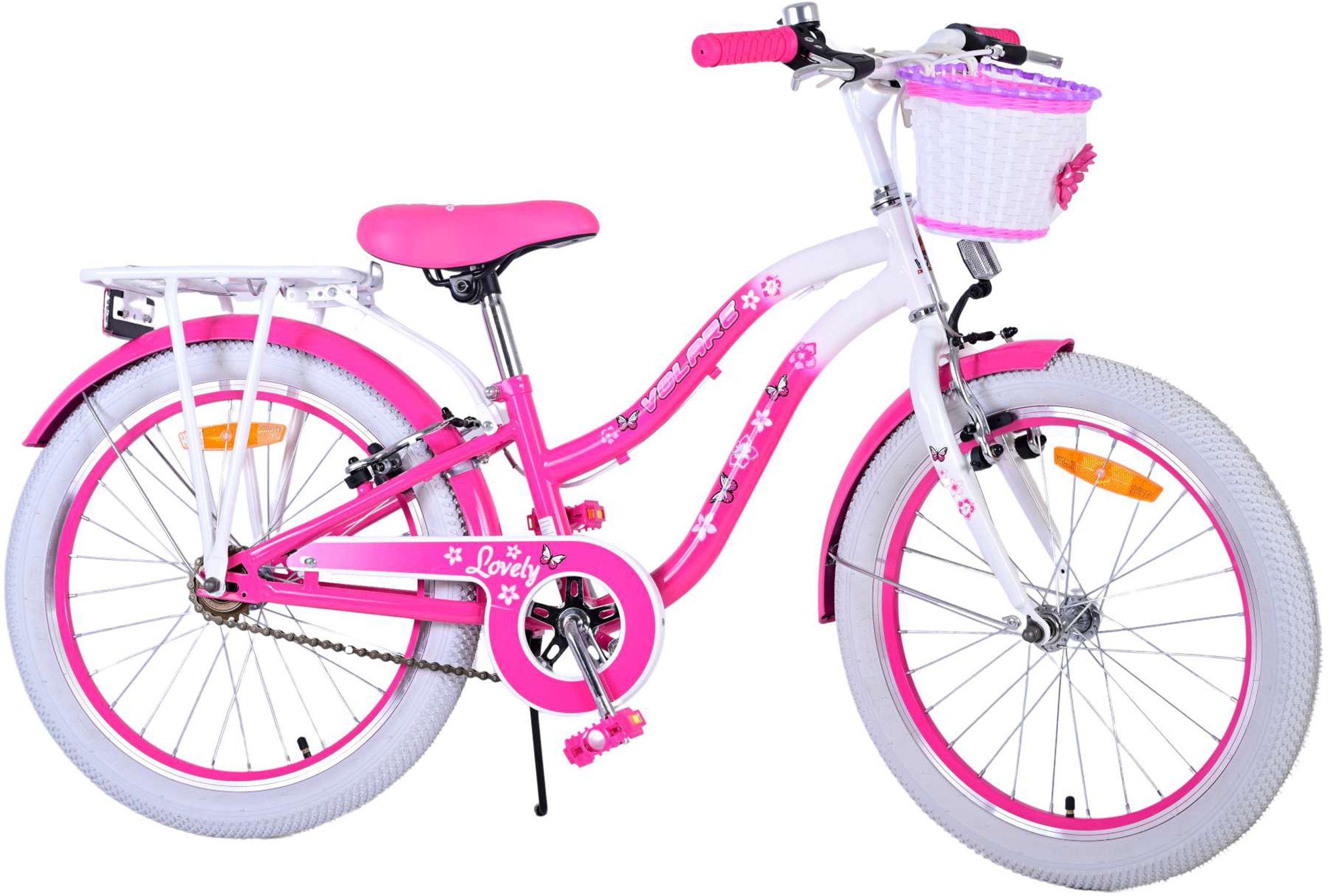 TPFSports Kinderfahrrad Volare Lovely Kinderfahrrad mit 2 Handbremsen, 1 Gang, (Mädchen Fahrrad - Rutschfeste Sicherheitsgriffe), Kinder Fahrrad 20 Zoll mit Ständer Laufrad Mädchen Kinderrad