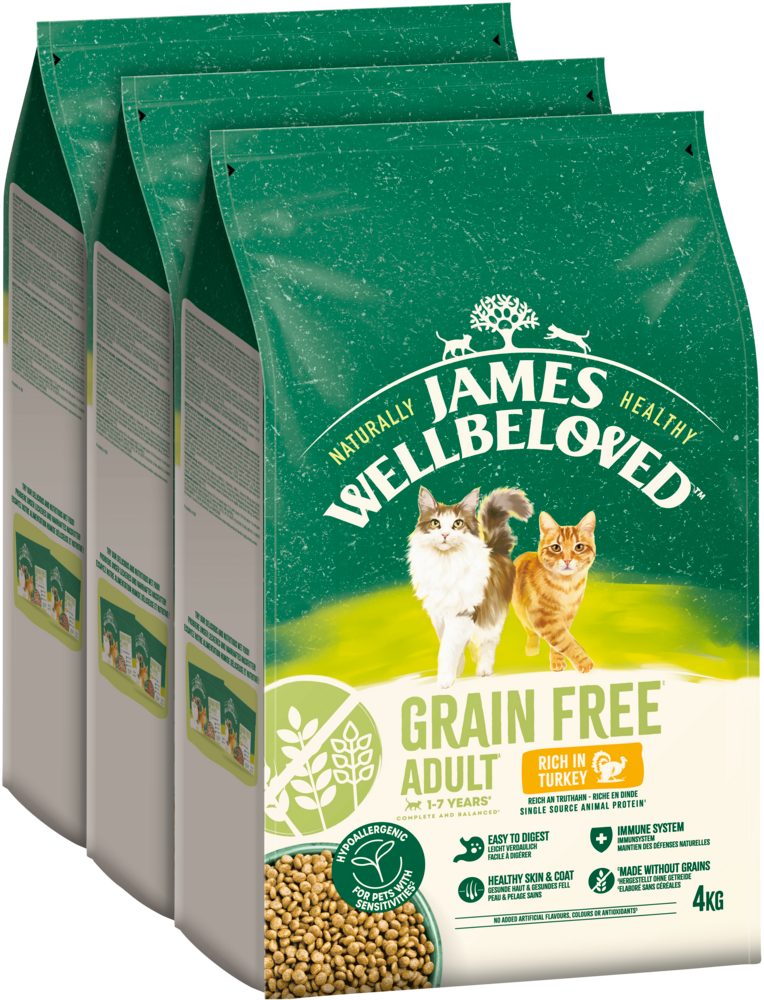 James Wellbeloved JAMES WELLBELOVED™ Katze Getreidefrei Truthahn 3 x 4kg, Trockenfutter für: Katze