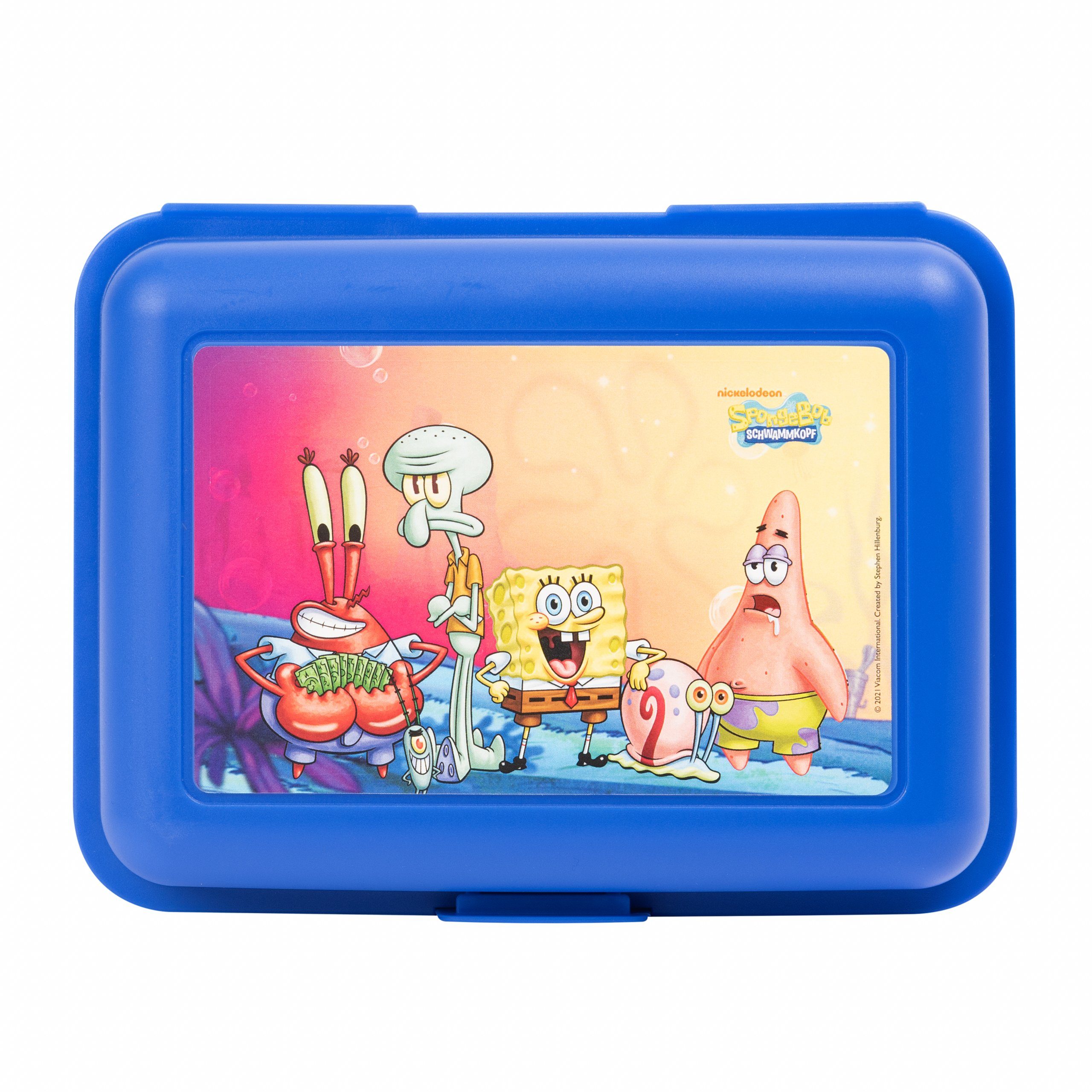 Lunchbox Schwammkopf Kunststoff (PP) Labels® Spongebob Alle Trennwand Brotdose - Freunde mit United Blau,