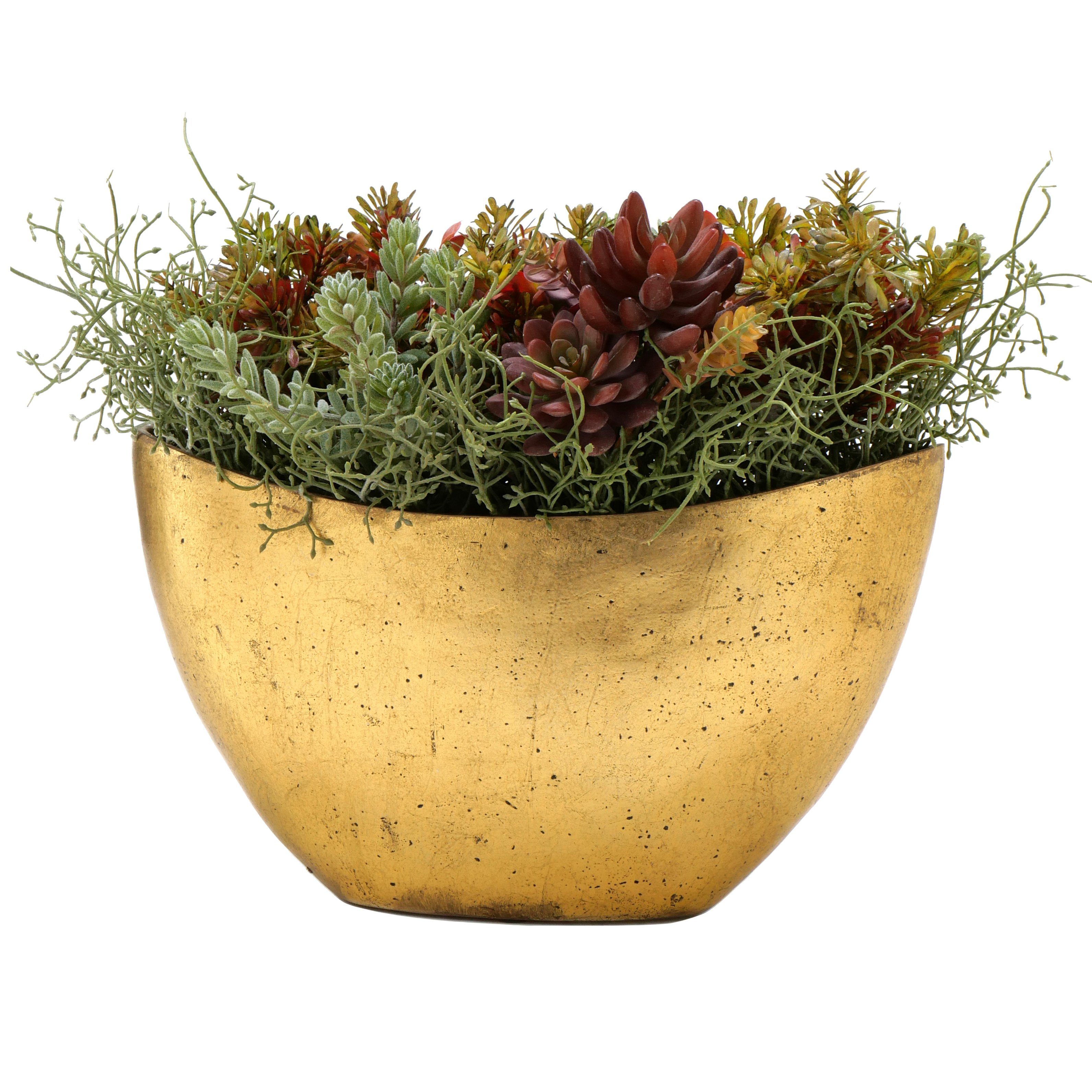 Flingora Jardiniere Odeta, Fiberglas - Indoor - Gold - 37 x 18 x 21 cm