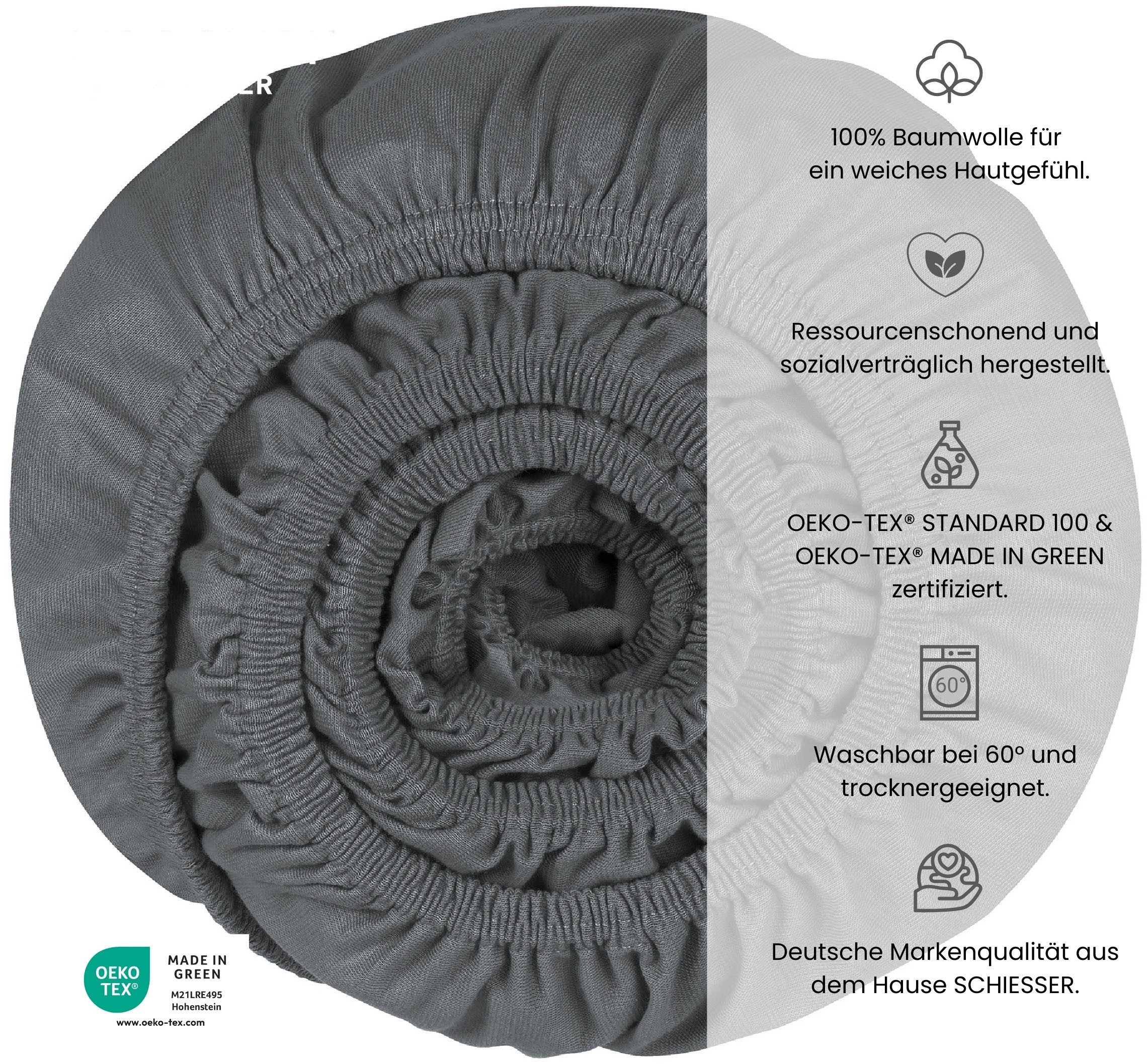 uncover by SCHIESSER Spannbettlaken New Jersey aus 100% Baumwolle, Jersey, Gummizug: rundum, (1 Stück), Made in Green