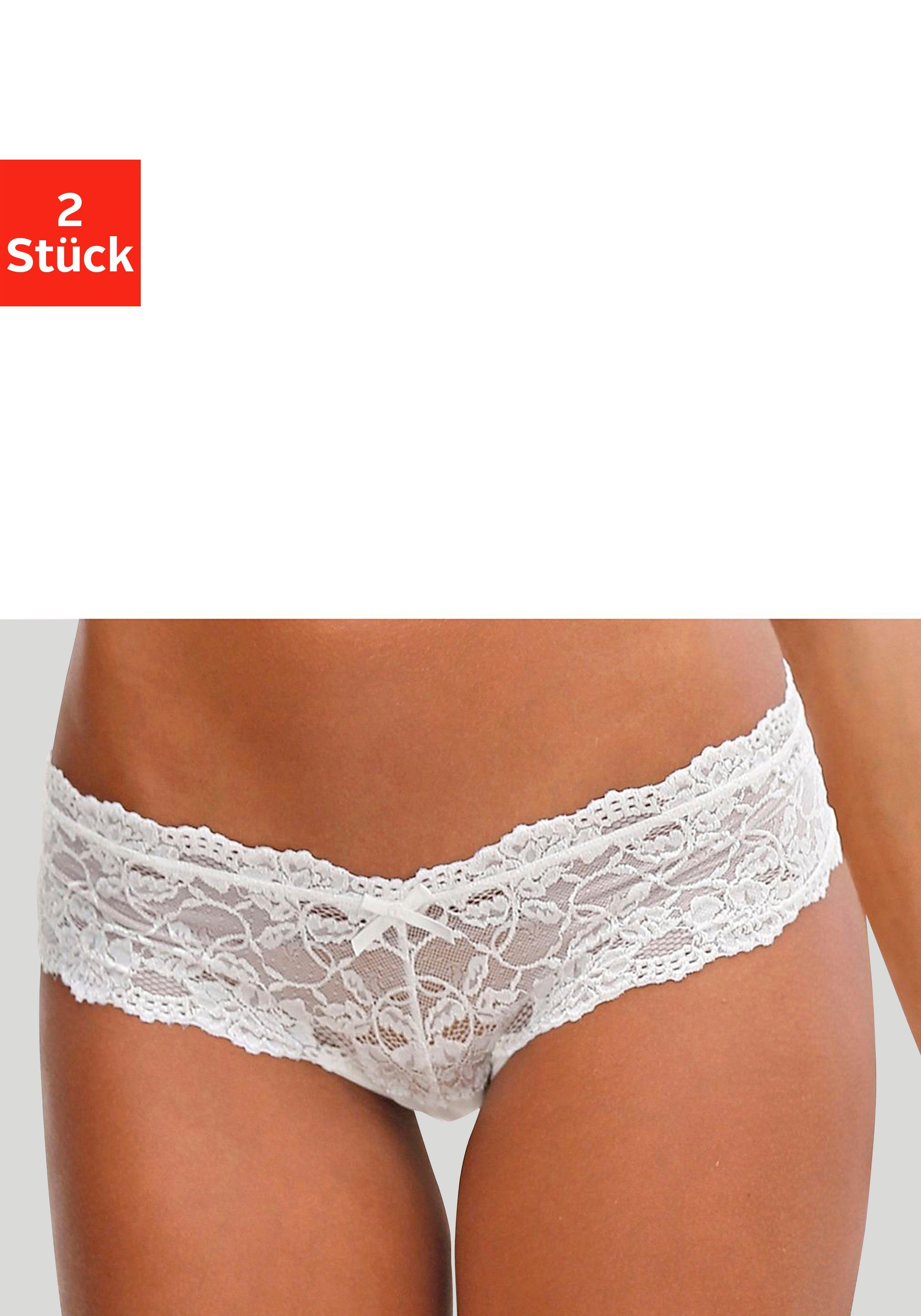 Vivance Panty (Packung, 2 Stück) sexy elastischer Spitze, Dessous creme aus