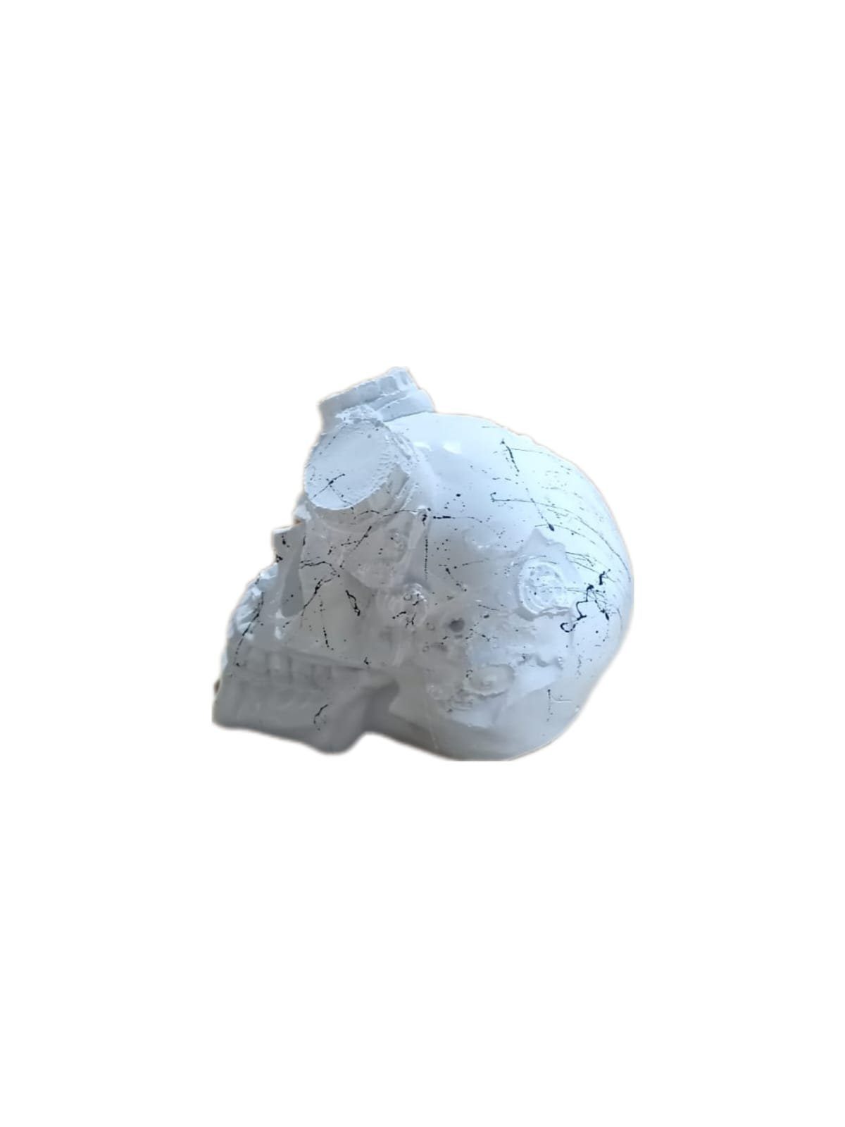 moebel17 Dekofigur Weiß Totenkopf aus Marmoroptik, Schädel Skulptur Dekofigur Polyresin