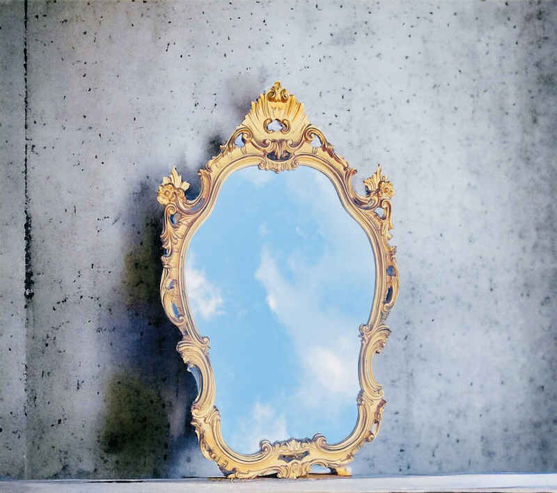 Schatzkiste1 Wandspiegel Dekorativer Wandspiegel, 86x55cm Vintage-Spiegel zum Aufhängen