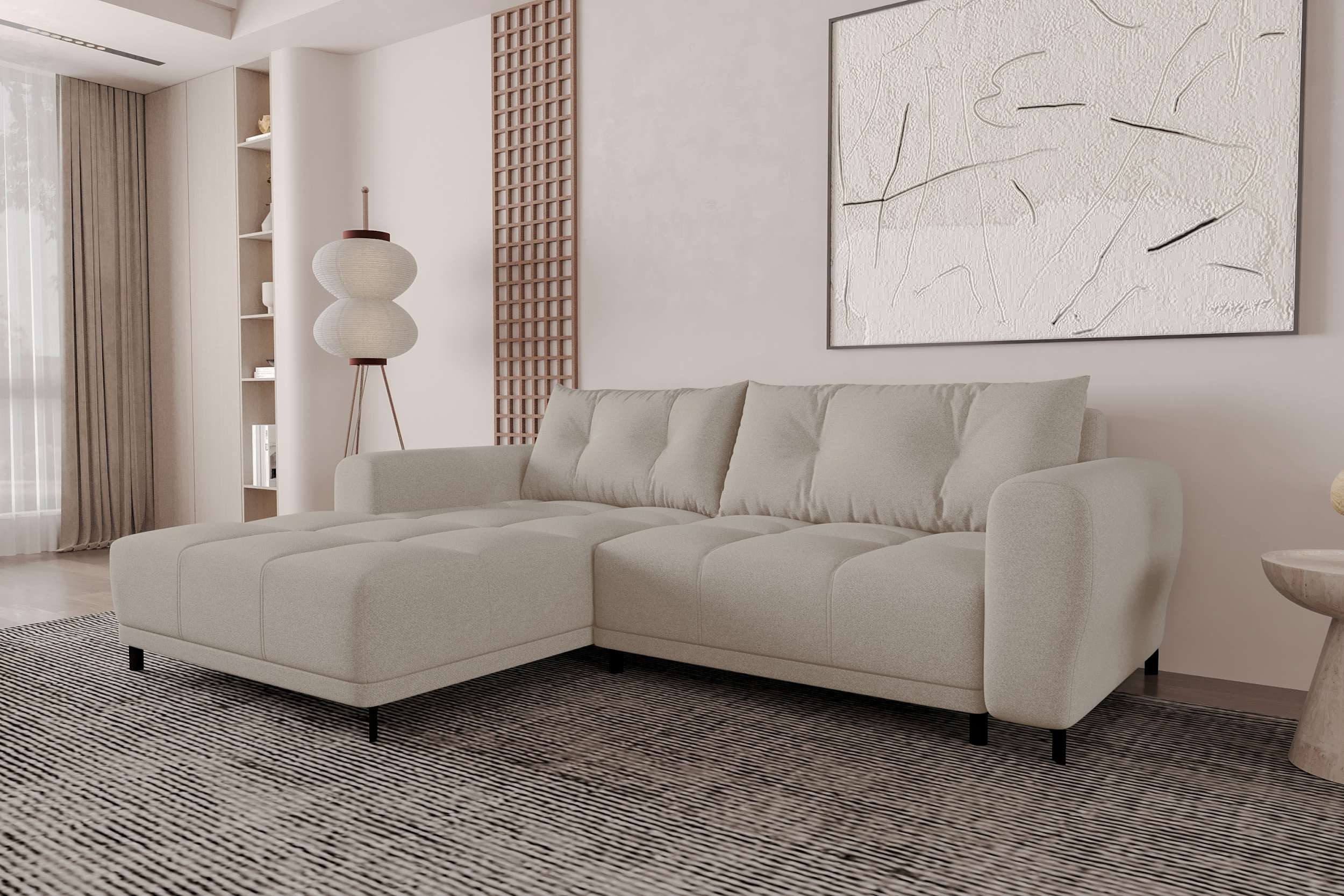 99rooms Ecksofa Massimo, Sofa L-Form, Eckcouch, mit Schlaffunktion,Rundumbezug, in Strukturstoff NEVE