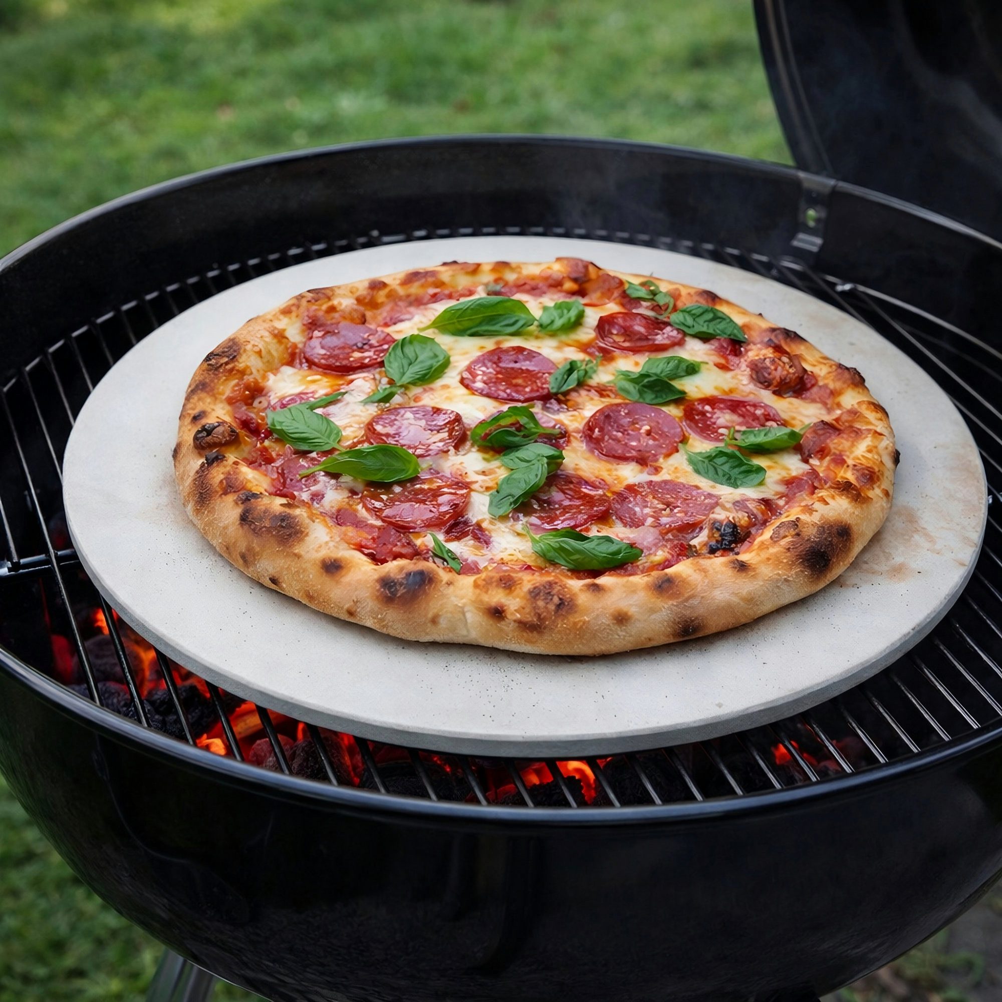 BBQ-Toro Pizzastein Ø 38 cm Pizza Stein für Kugelgrill und mehr, Cordierit