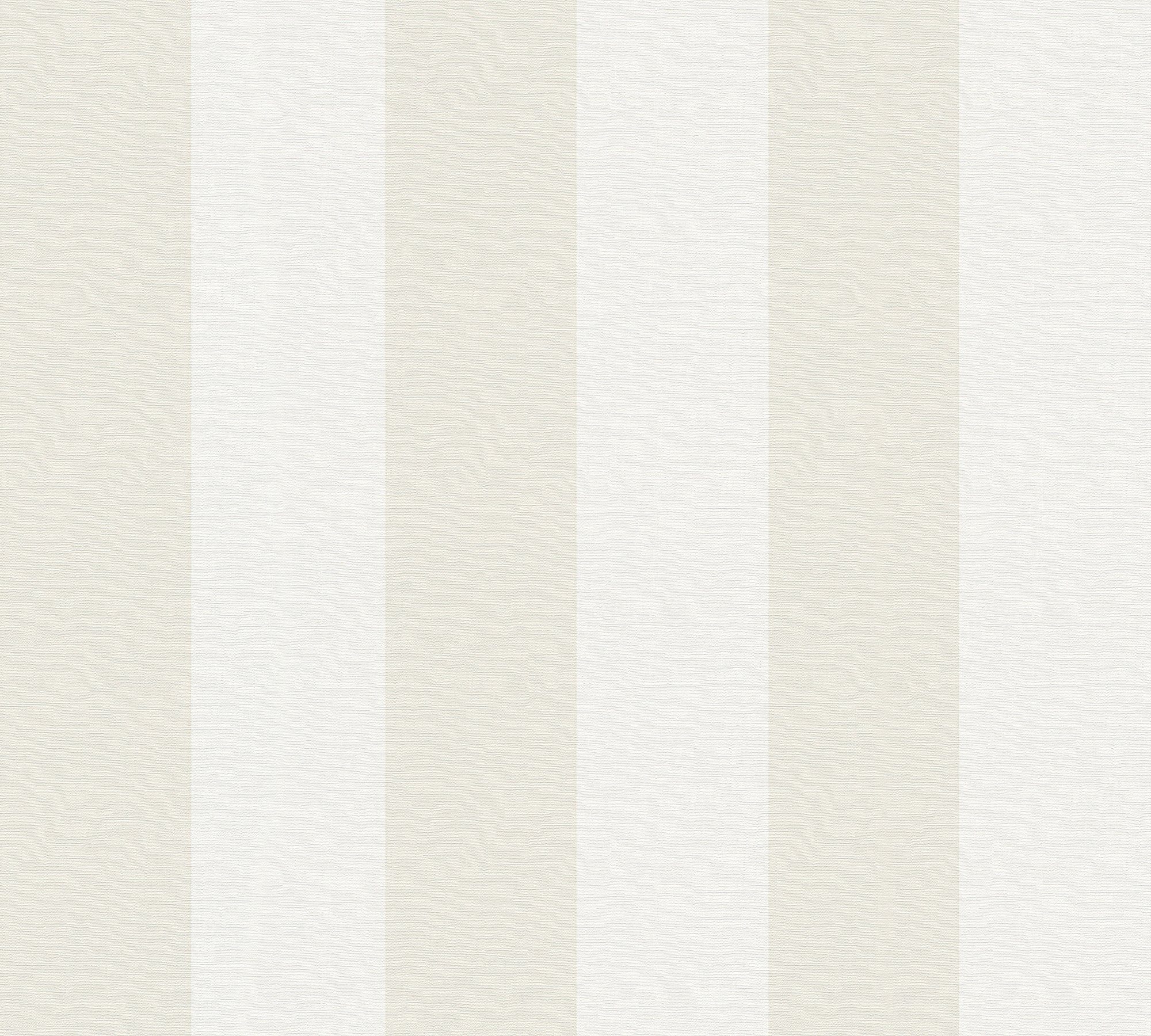 Vliestapete Beige,Weiß Babyblau geprägt, (1 Création St), matt, mit Landhaustapete Streifen, A.S.