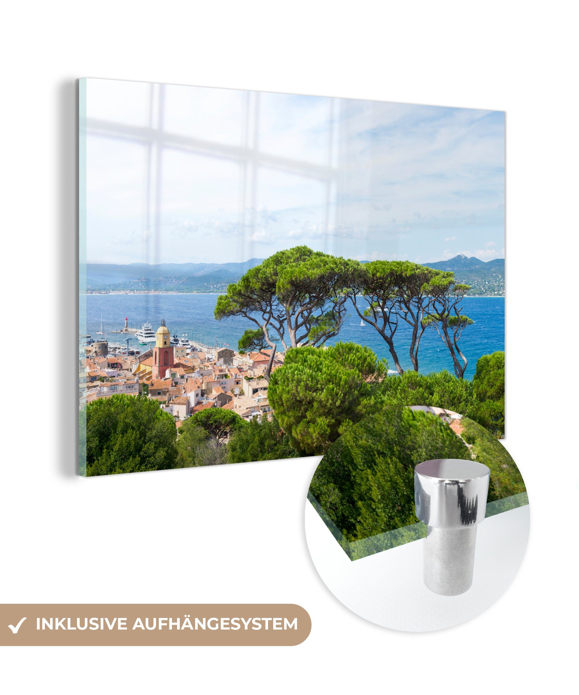 Schlafzimmer Frankreich, in Acrylglasbild & grünen MuchoWow St), Saint-Tropez in Acrylglasbilder Wohnzimmer einer Umgebung (1