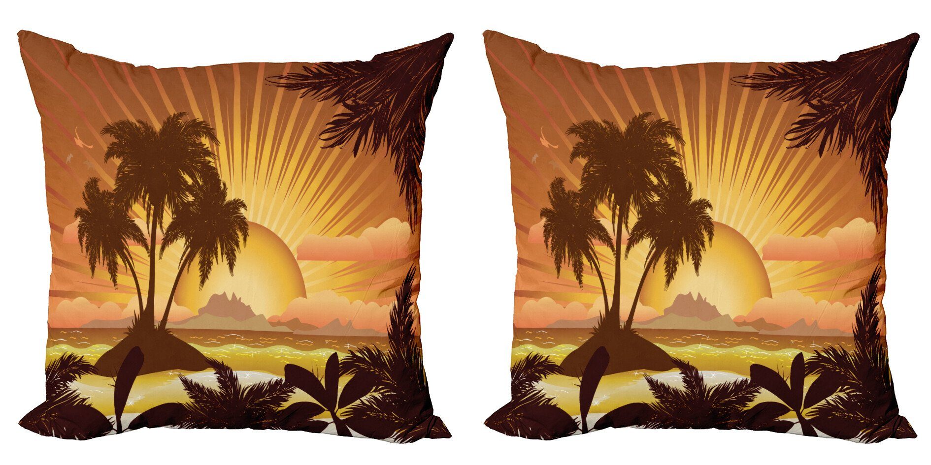 Kissenbezüge Doppelseitiger Szene Accent (2 Modern Digitaldruck, Abakuhaus Stück), Fidschi Digital-Grafik Sonnenuntergang