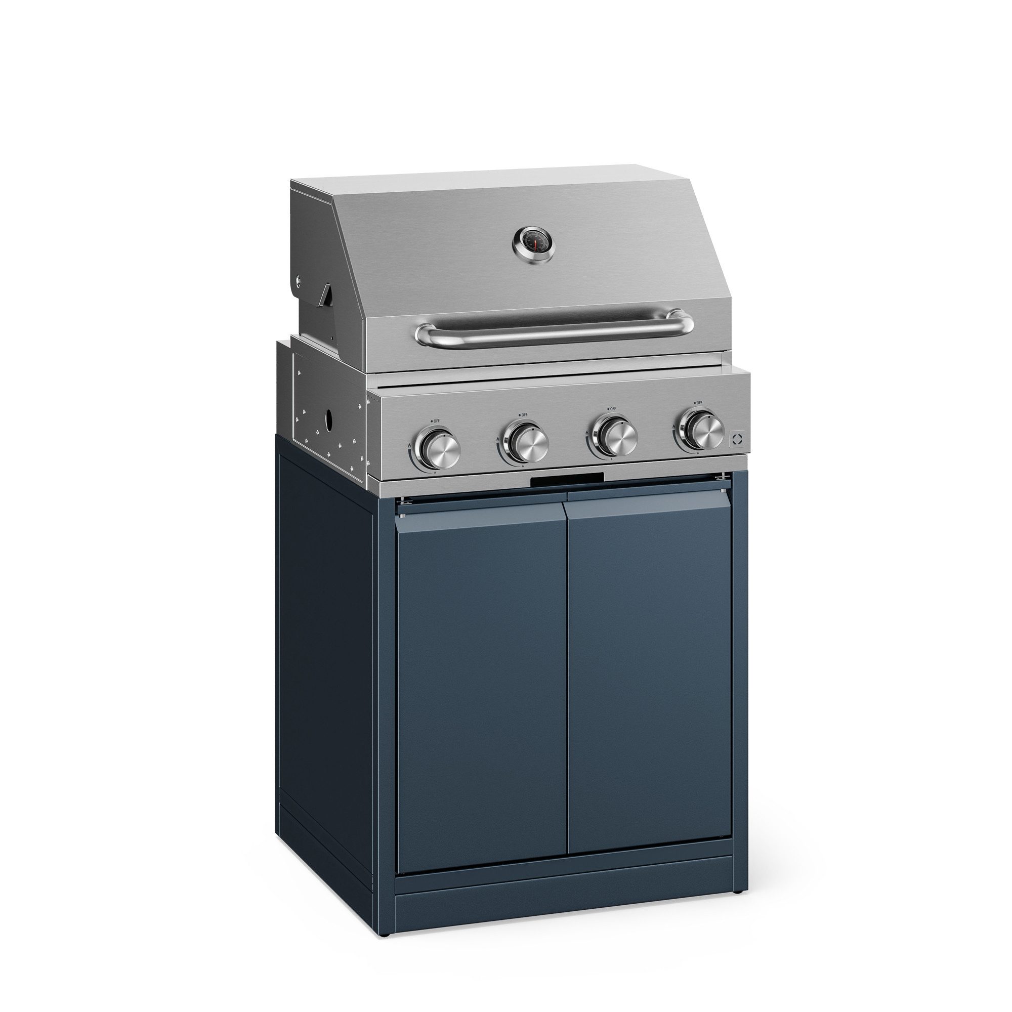 Klarstein Gasgrill WaldChef Outdoor-Gasgrill 4 Brenner 12800W 50 mbar Edelstahl Gusseisen, BBQ-Grill Tischgrill Standgrill mit Gussrost & Thermometer Garten