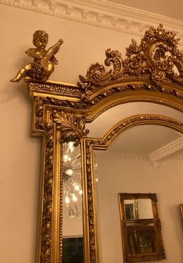 Casa Padrino Barockspiegel Barock Spiegel Gold - Handgefertigter Antik Stil Wandspiegel mit dekorativen Engelsfiguren - Wohnzimmer Spiegel - Garderoben Spiegel - Prunkvolle Barock Möbel
